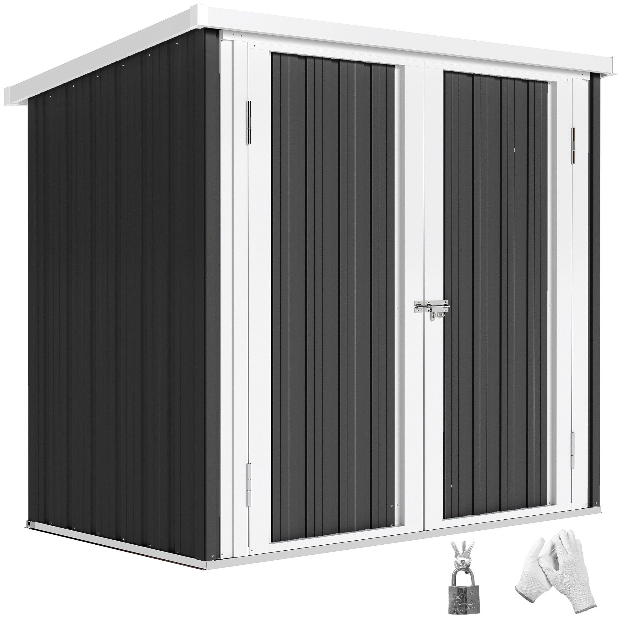 MC Star Gerätehaus Gartenhaus 1,26 m² (147 x 86 x 134 cm) mit 2 Türen, (und Schloss zur Aufbewahrung von Gartengeräten, Schwarz)