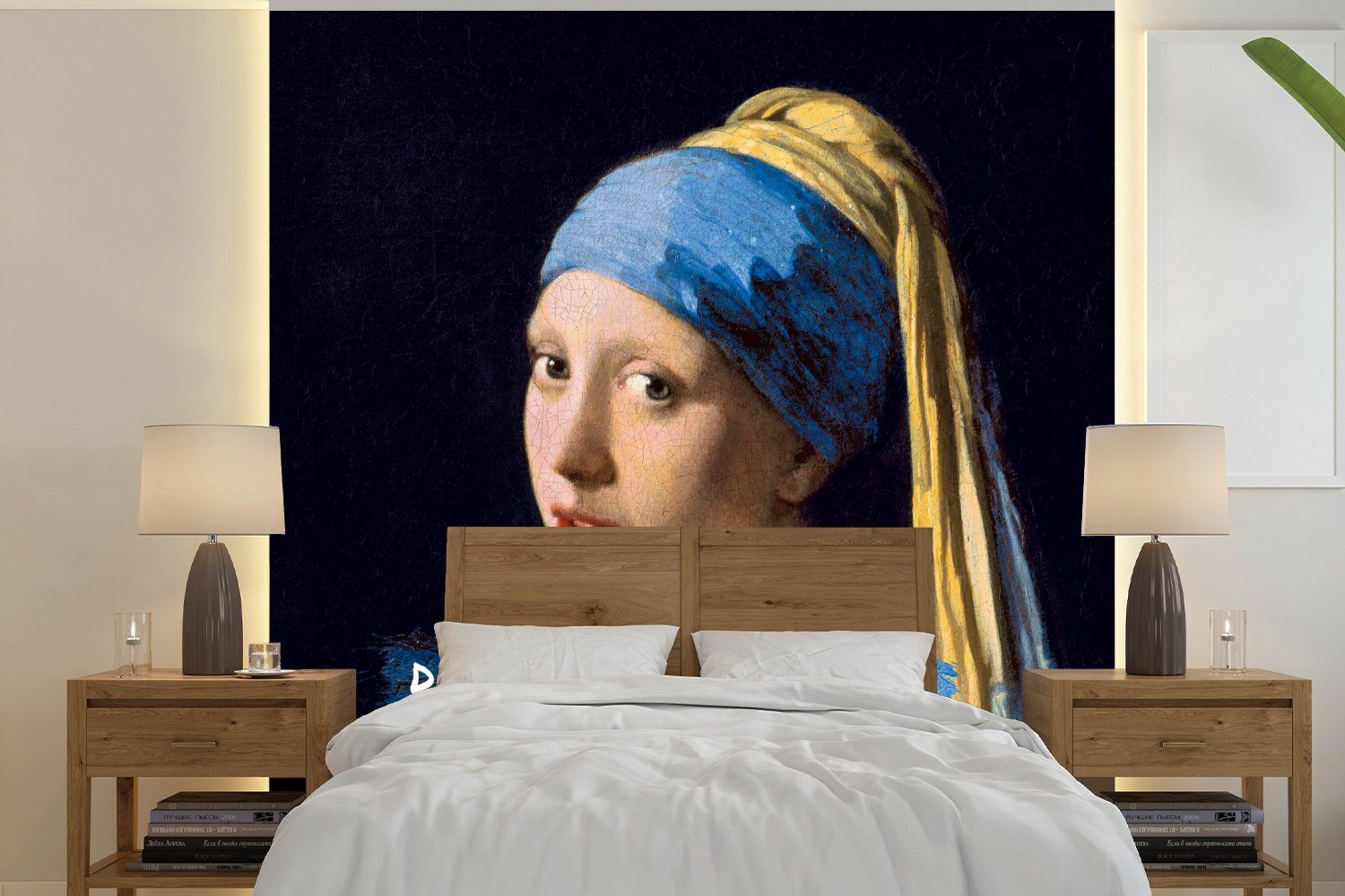 MuchoWow Fototapete Vermeer - Das Mädchen mit dem Perlenohrring - Zitat, Matt, bedruckt, (4 St), Vliestapete für Wohnzimmer Schlafzimmer Küche, Fototapete
