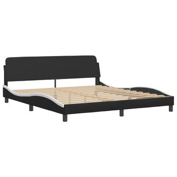 vidaXL Bett Bettgestell mit LED Schwarz und Weiß 180x200 cm Kunstleder