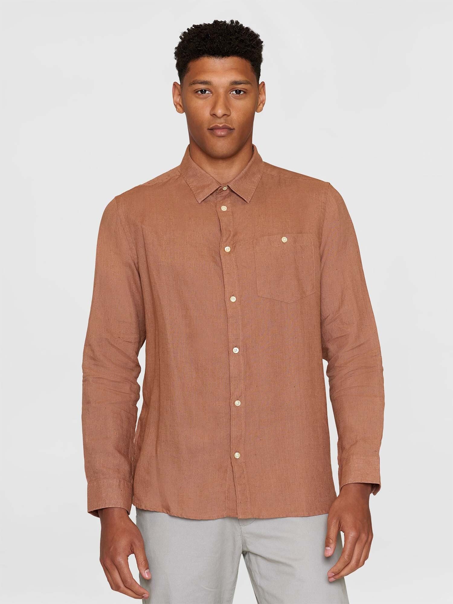 KnowledgeCotton Apparel Langarmhemd Regular Linen Shirt
