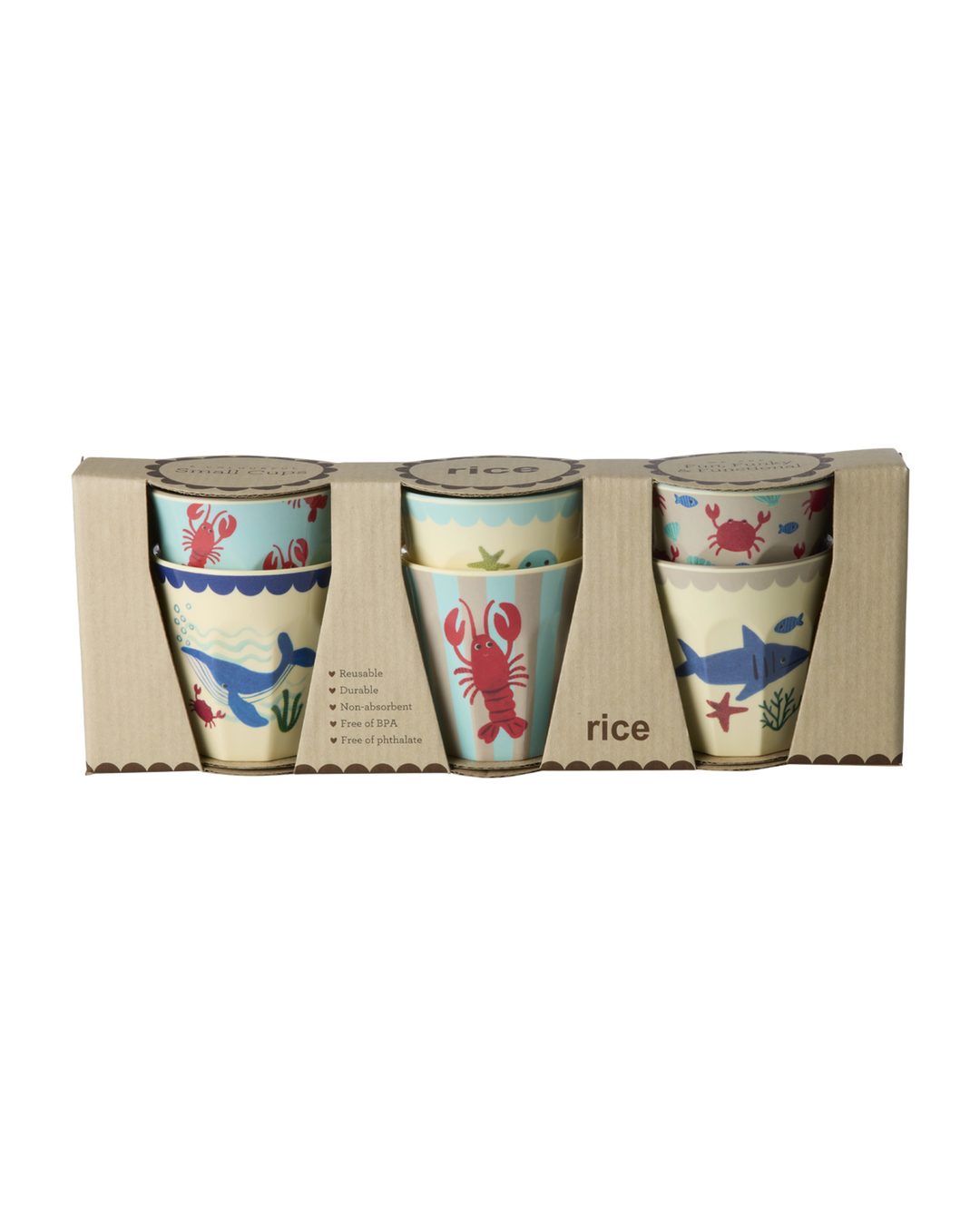 rice Kinderbecher Rice Melamin 6er-SET Кружки - Blue Ocean Print 160ml, Melamin