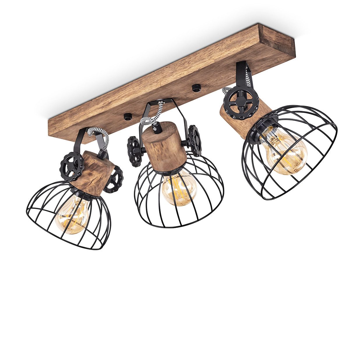 hofstein Deckenleuchte »Cotes« Deckenlampe, Holz/Metall, Braun/Schwarz Schi günstig online kaufen