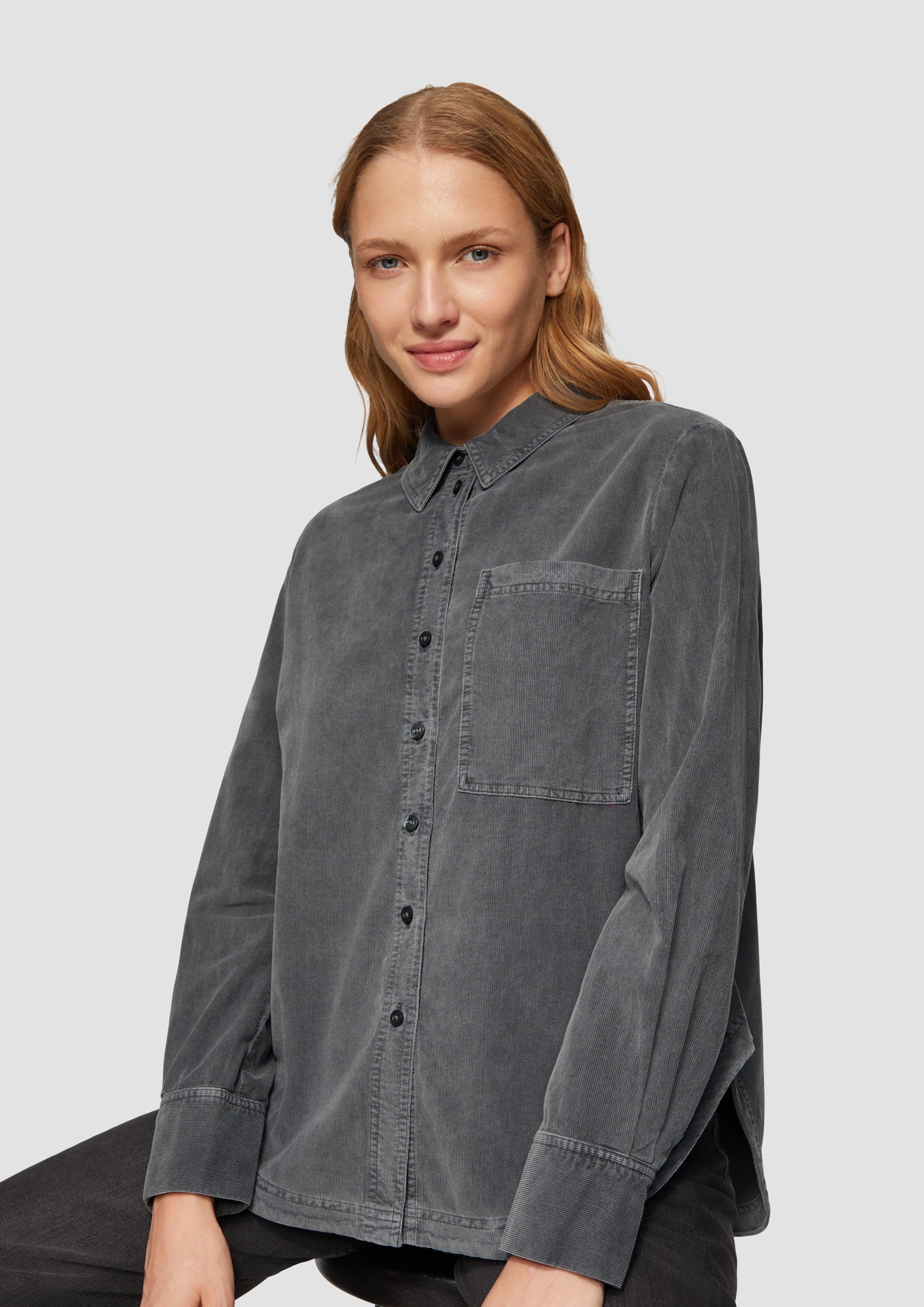 s.Oliver Langarmbluse Hemdbluse aus Feincord Logo günstig online kaufen