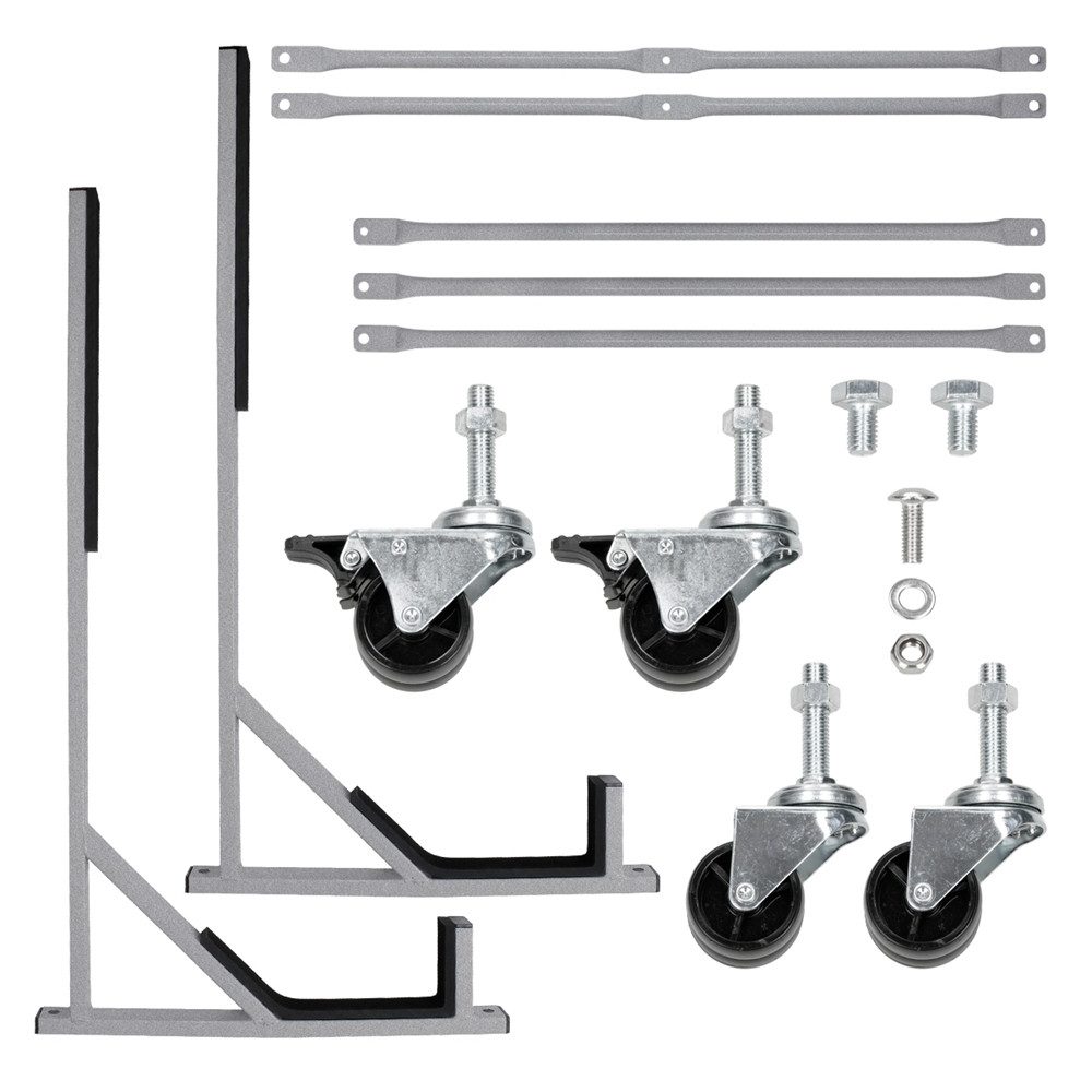 ECD Germany Standhalterung Hardtophalter mit 4 feststellbaren Rädern inkl. Bezug aus Stahl, (Hardtopständer mit Rädern Silber aus Stahl inkl. Cover)
