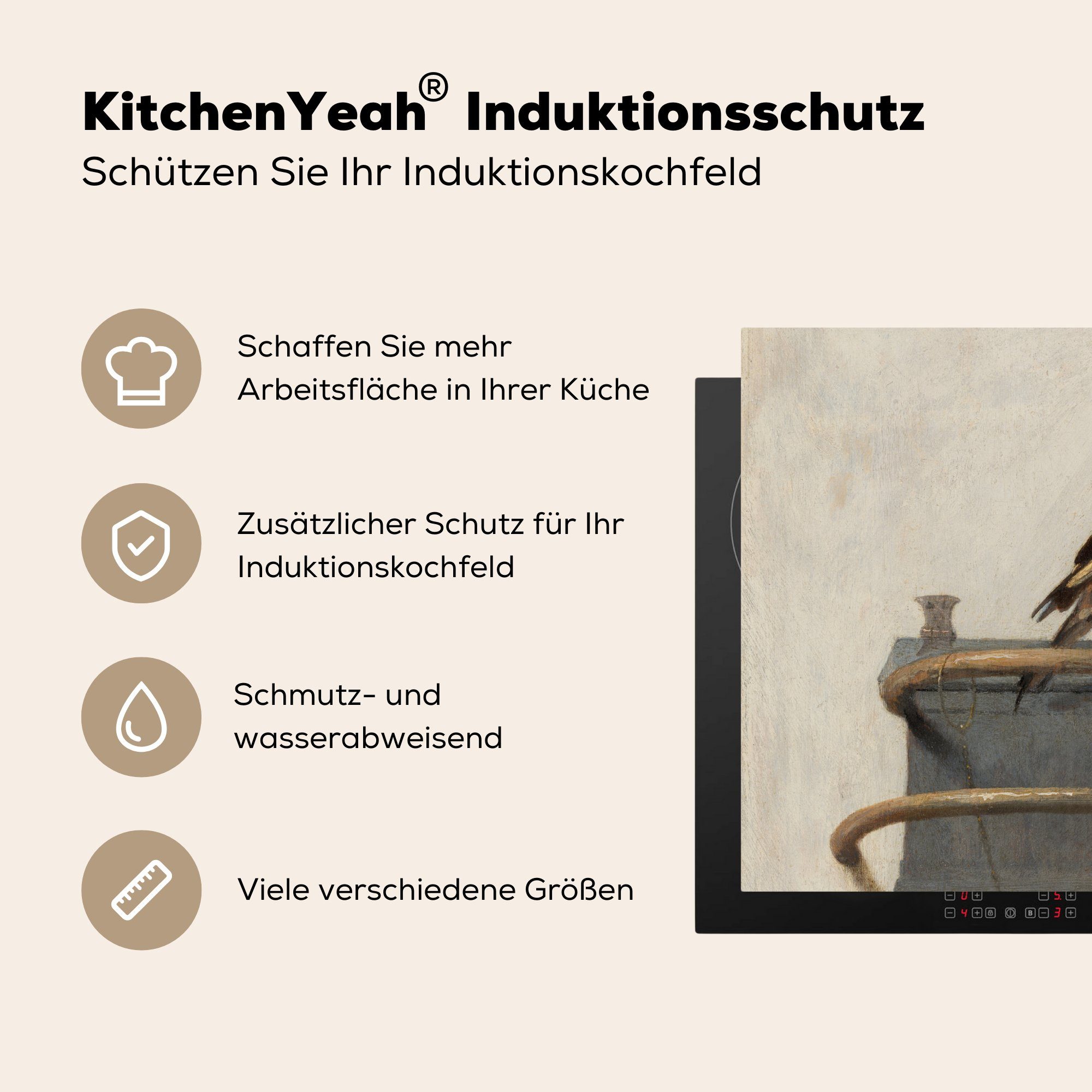 MuchoWow Herdblende-/Abdeckplatte Der Stieglitz die für - Fabritius, tlg), Ceranfeldabdeckung Carel Induktionsmatte Vinyl, cm, (1 küche, 59x52