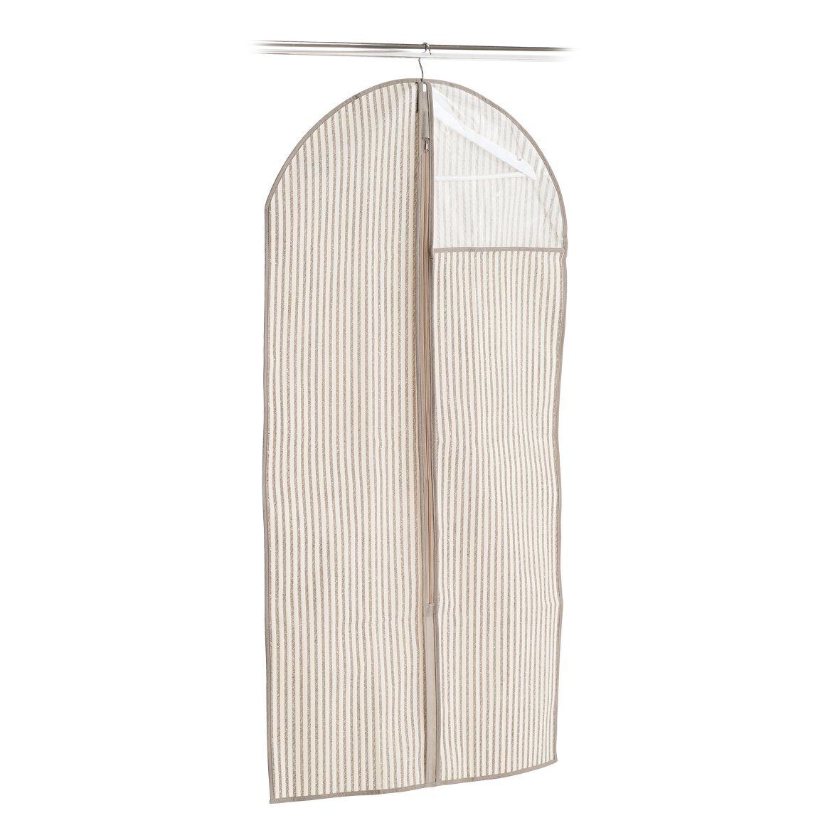 Zeller Present Kleidersack Kleiderhülle m. Fenster "Stripes Vlies, beige, 59 x 119 cm