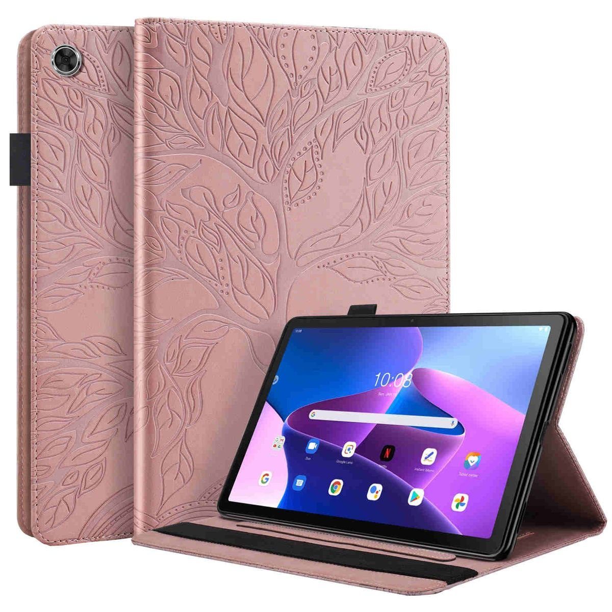 Wigento Tablet-Hülle Aufstellbare Kunst-Leder Tasche Baum Muster für Samsung  Galaxy Tab A8 2021 X205 X200 Etuis Hülle Cover Schutz Case Zubehör