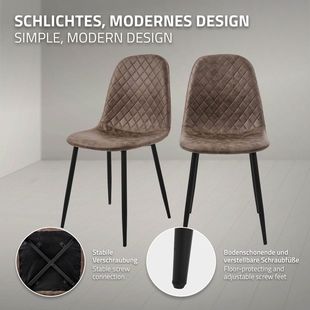 ML-DESIGN Polsterstuhl Esszimmerstuhl mit Rückenlehne, Wohnzimmerstuhl mit Metallbeinen (4 St), Küchenstuhl ergonomisch Braun moderne Design mit Kunstlederbezug – Bild 4 von 5