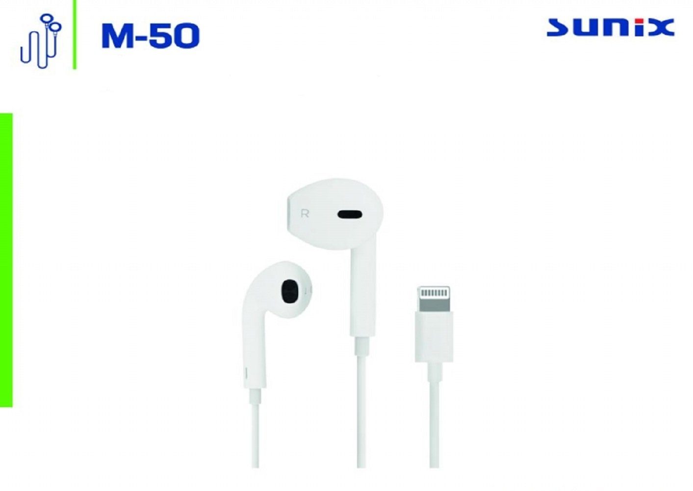 Sunix Stereo Lightning Kopfhörer Mikrofon Sunix In-Ear-Kopfhörer Weiß In-Ear Sound