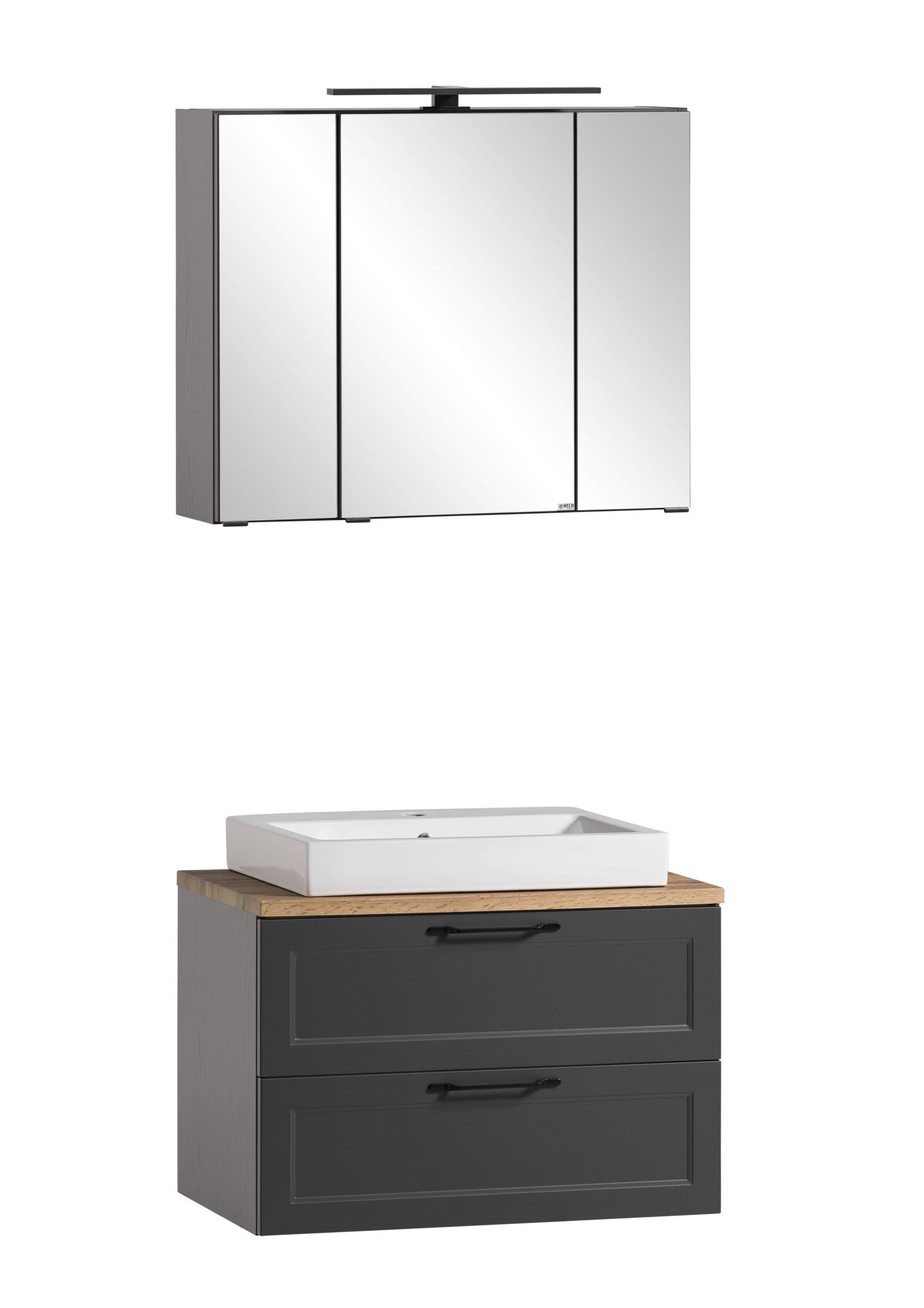 HELD MÖBEL Badezimmer-Set (2-tlg) in matt-grau, Graphit - 80x195x47cm (BxHxT), (2-tlg)