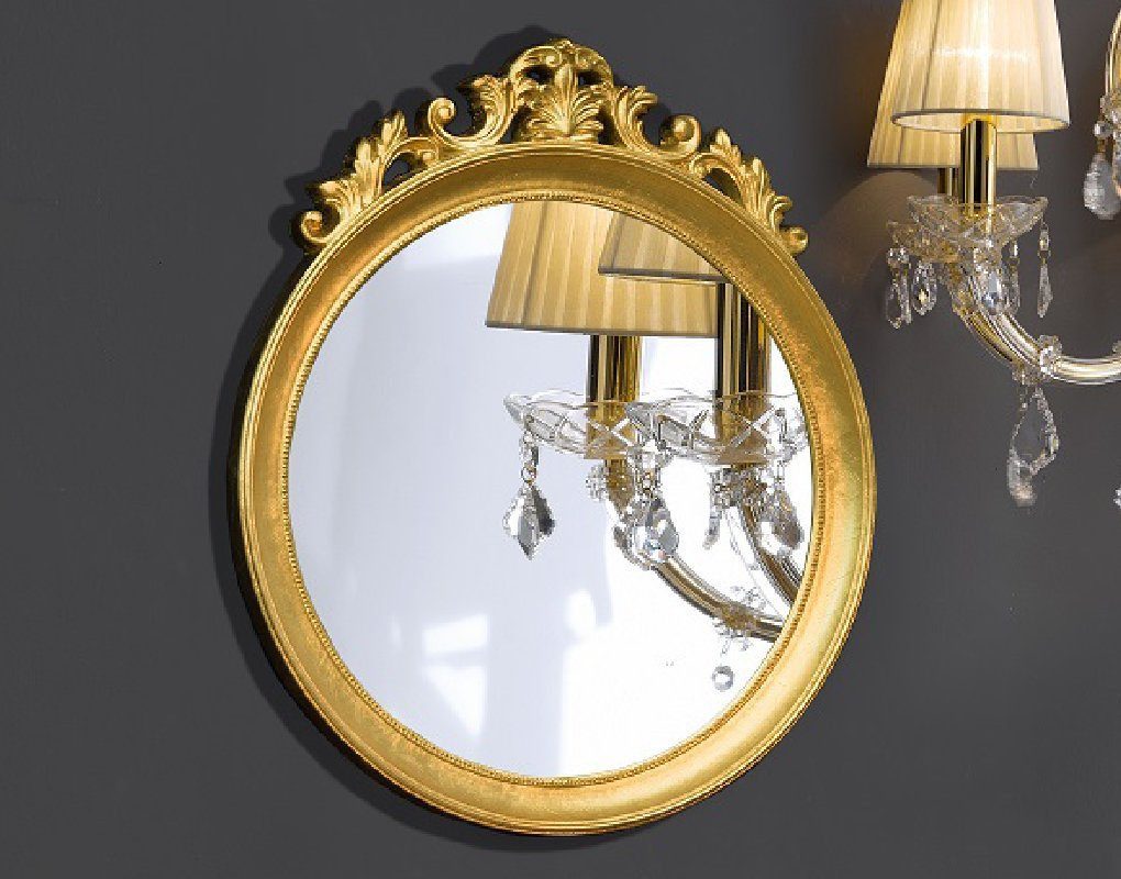 ASR Rahmendesign Barockspiegel Perlesreut Blattgold Rund, handgefertigt, runder Rahmen