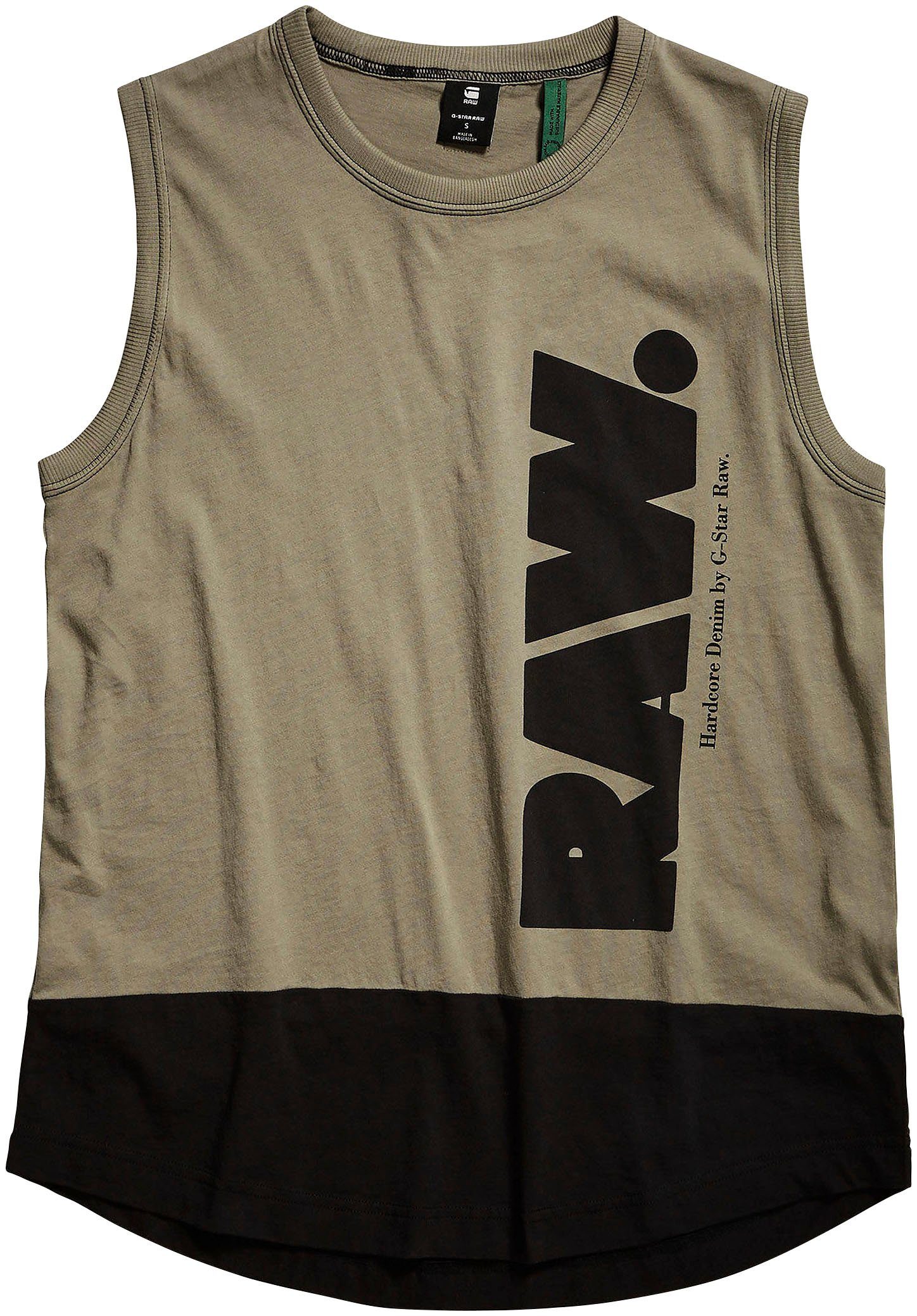 G-Star RAW T-Shirt to (oliv/schwarz) mti block black vorne Logo color Grafikdruck Lash shamrock/dk T-Shirt tank