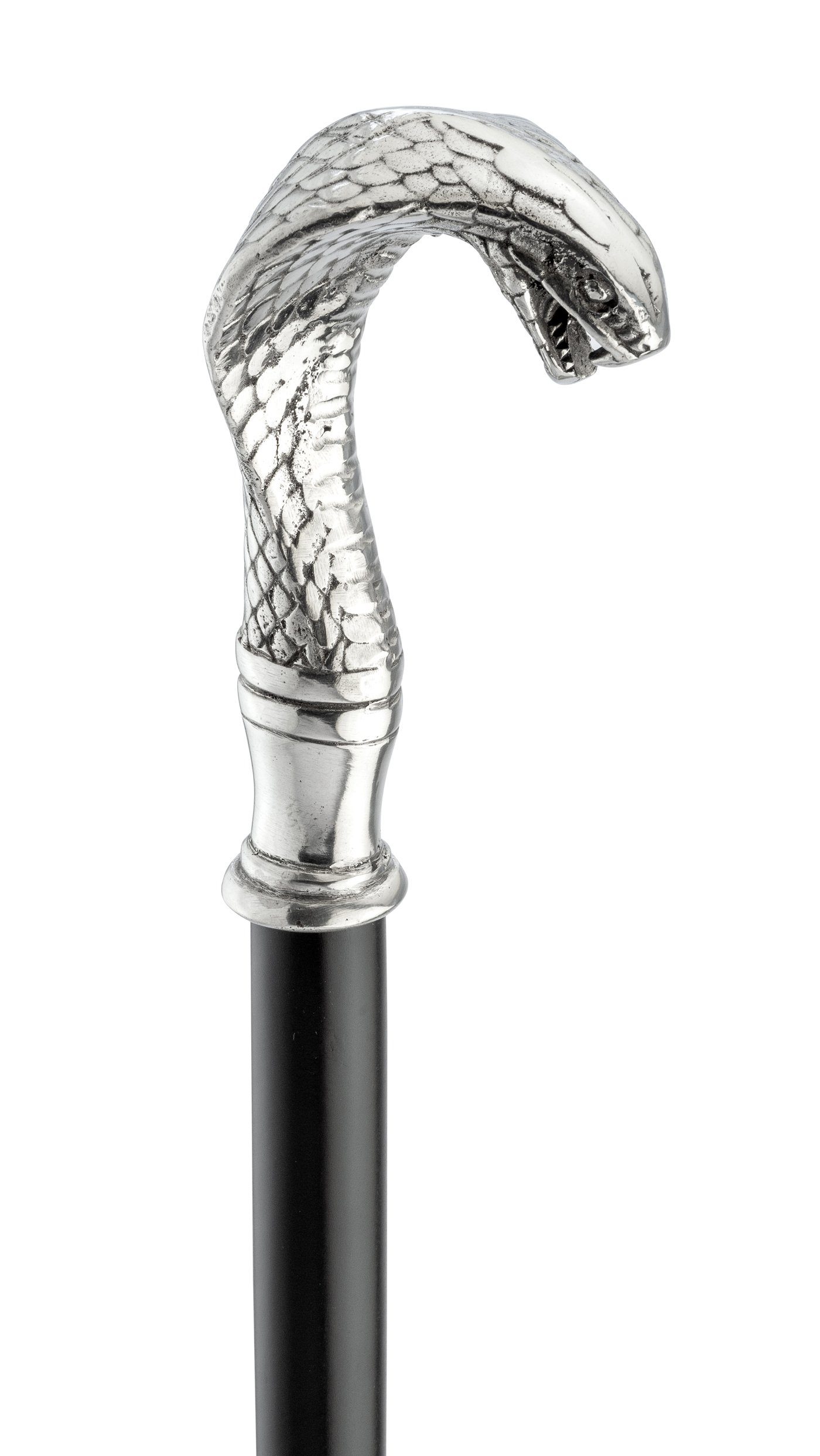 Stockshop Gehstock Gehstock Königskobra, Silberzinn-Knauf, Buchenholz, Gummi