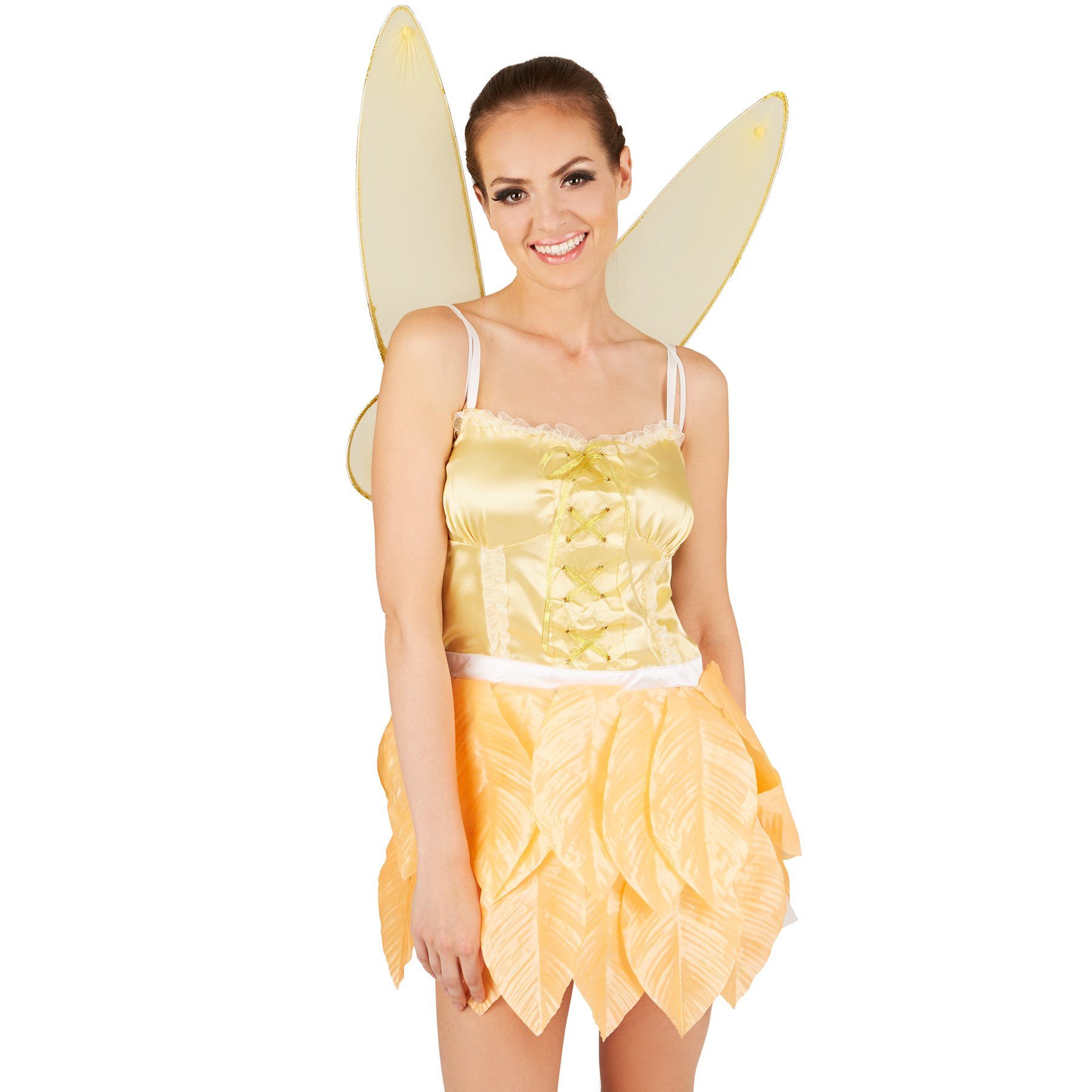 dressforfun Kostüm-Flügel Schmetterlingsflügel/Insektenschwingen, in gelb, Butterfly-Flügel, Gummibänder zur Rückenbefestigung, Glitzerumrandung, für Fasching
