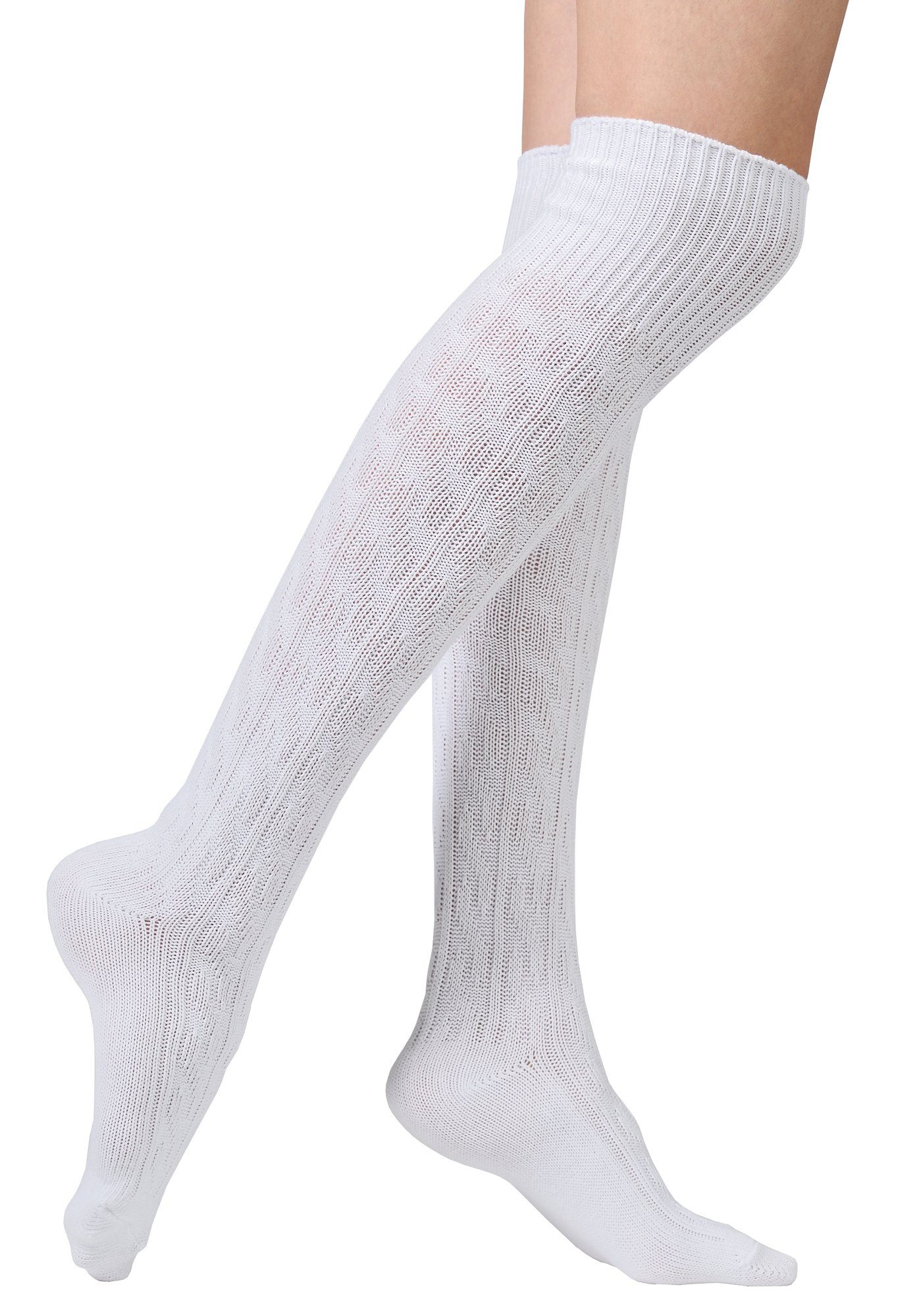 Vincent Creation® Overknees mit Zopfmuster und Umschlagbund