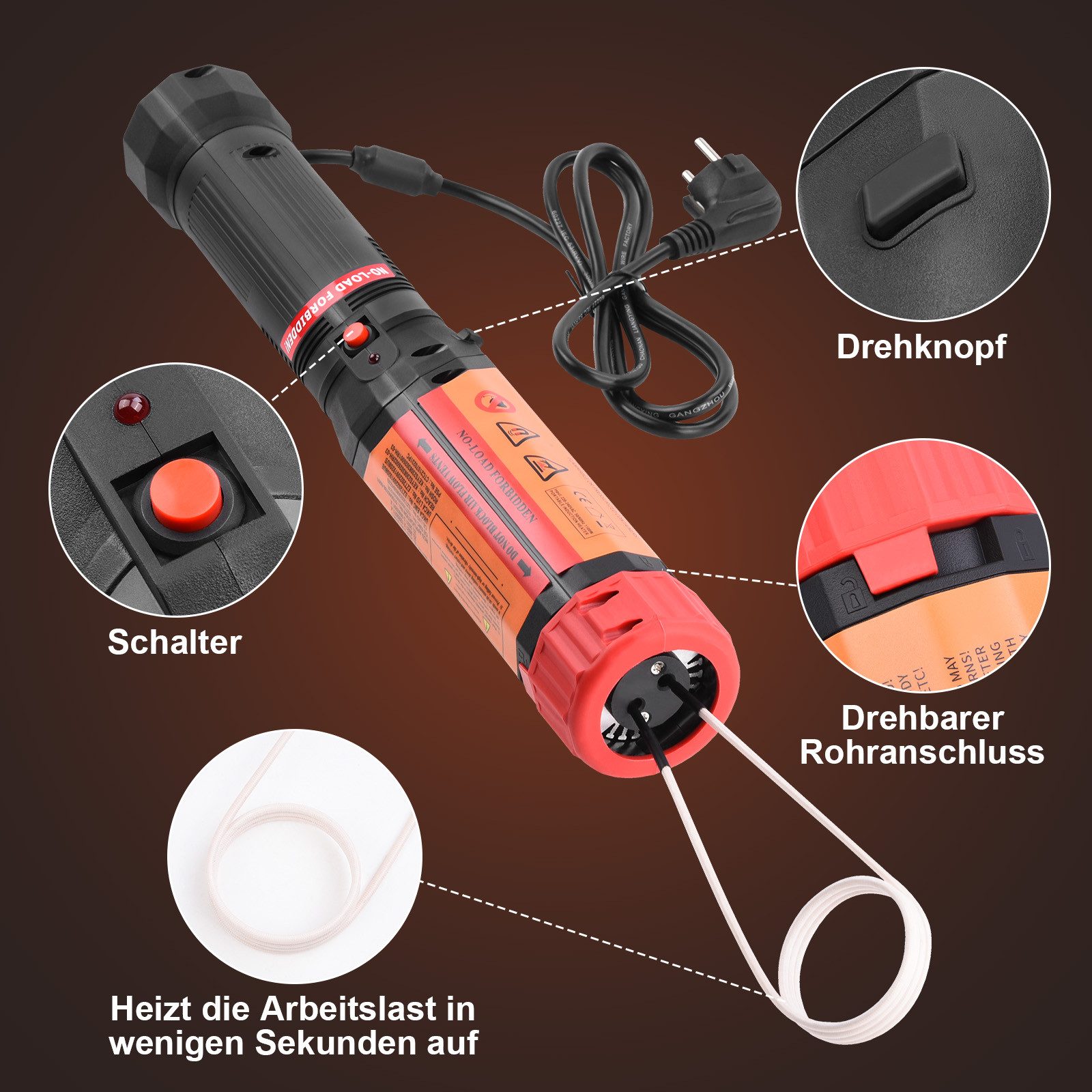 XERSEK Induktionsheizgerät 1100W Magnetische Induktionsheizgerät mit 8 Heizspulen, lammenfreies Induktionsheizgerät für Kfz-Werkstätten