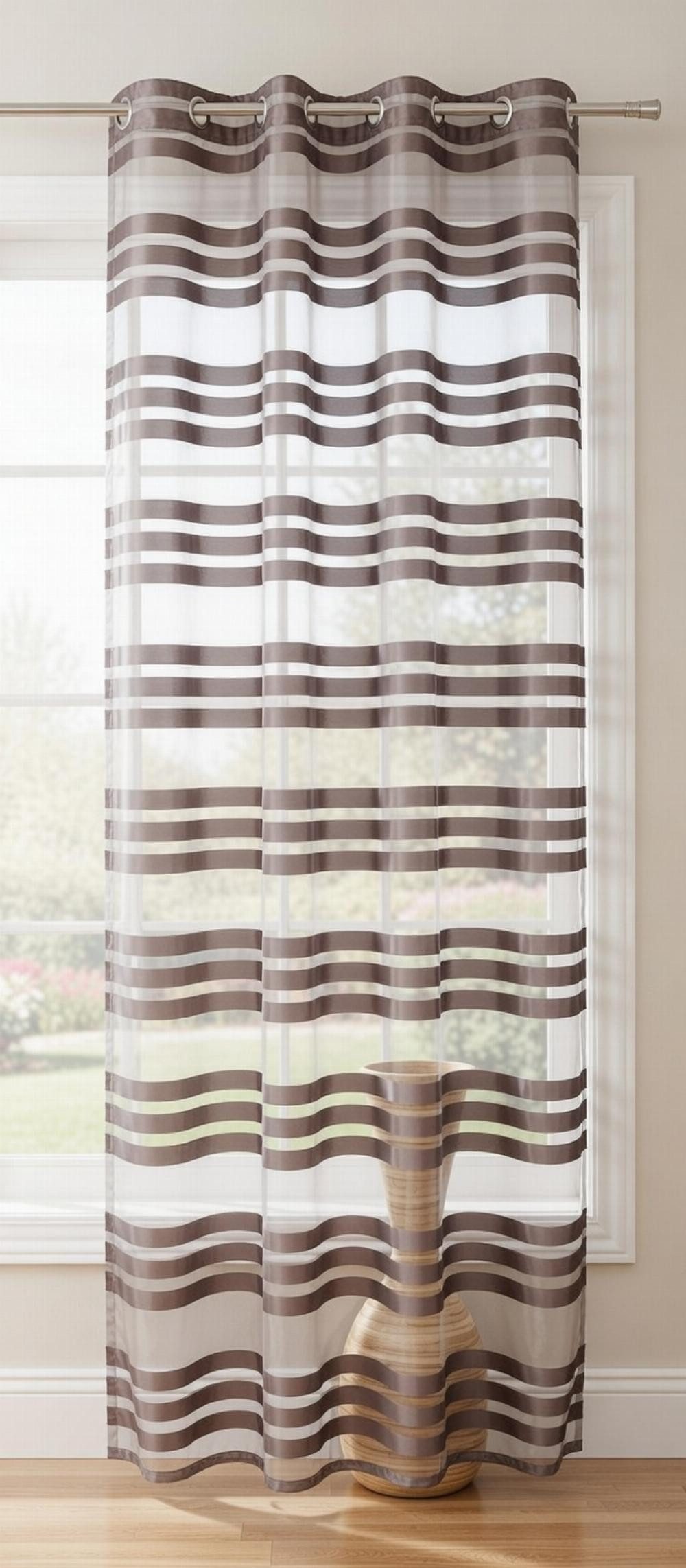 Gardinenbox Gardine (1 St), Ösen, transparent, Organza, Schal Organza Querstreifen 89133