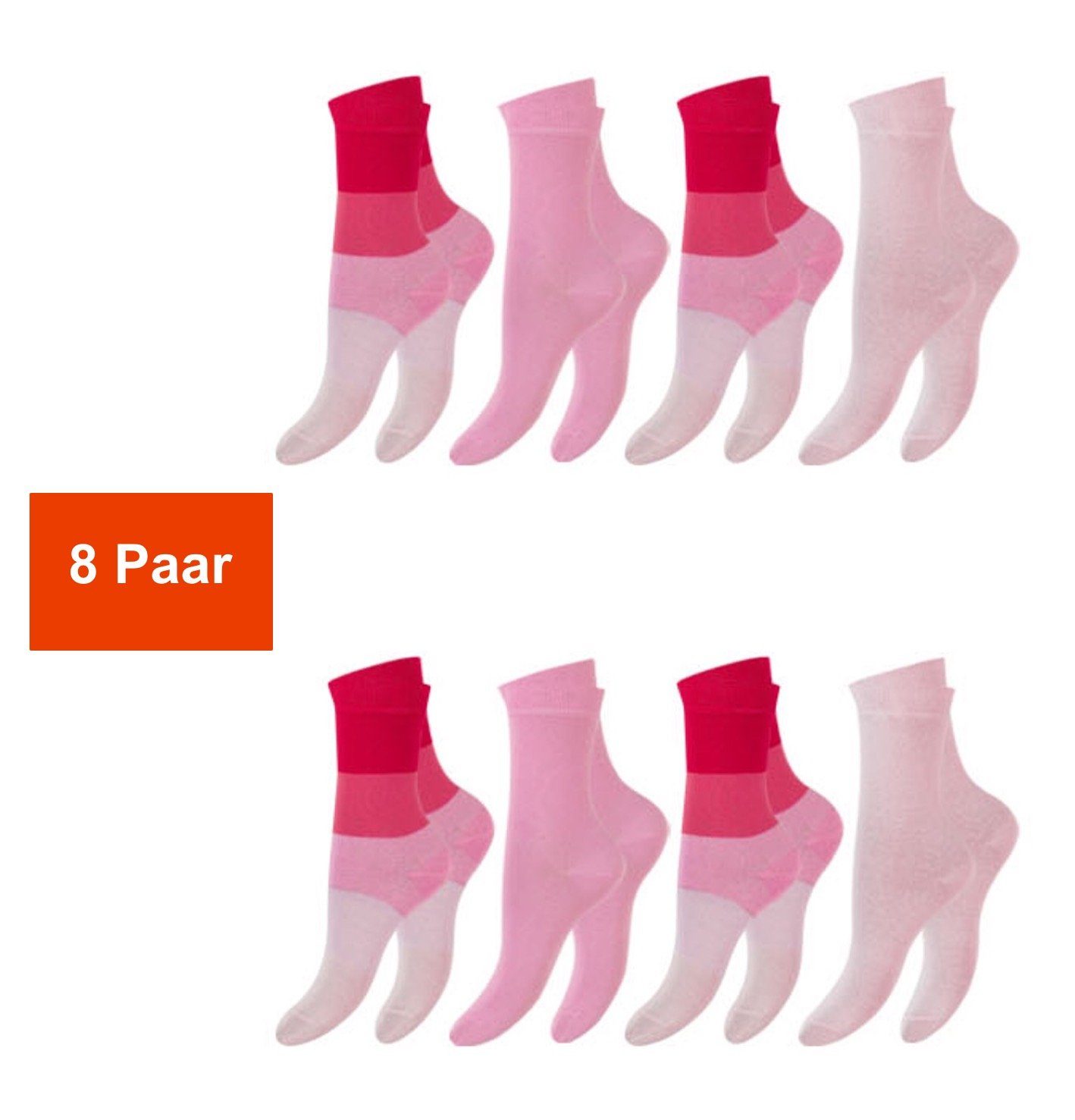 Cocain underwear Socken Damen Socken atmungsaktiv hoher Tragekomfort (8-Paar) Vorteilspack Pack 3