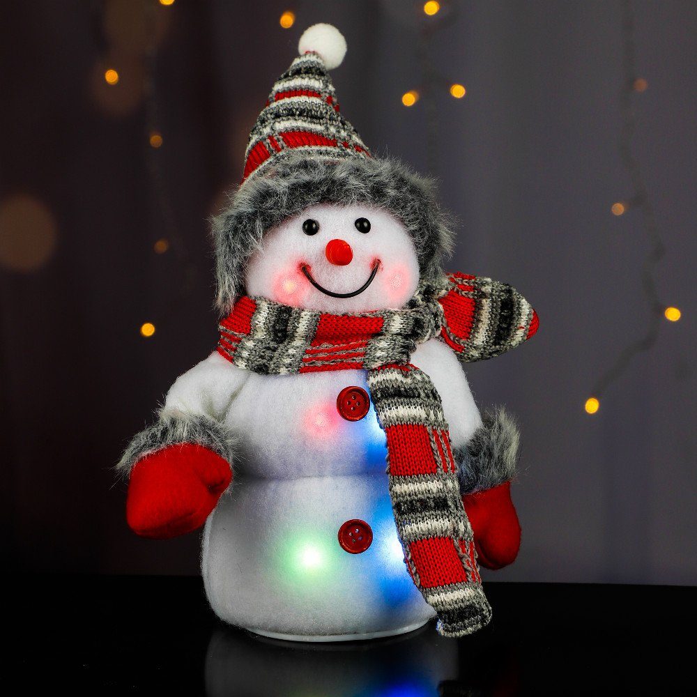 HI Schneemann, LED Weihnachtsdeko - 25 cm - Bunt