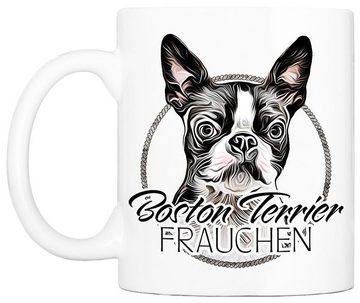 Cadouri Tasse BOSTON TERRIER FRAUCHEN - Kaffeetasse für Hundefreunde, Keramik, mit Hunderasse, beidseitig bedruckt, handgefertigt, Geschenk, 330 ml