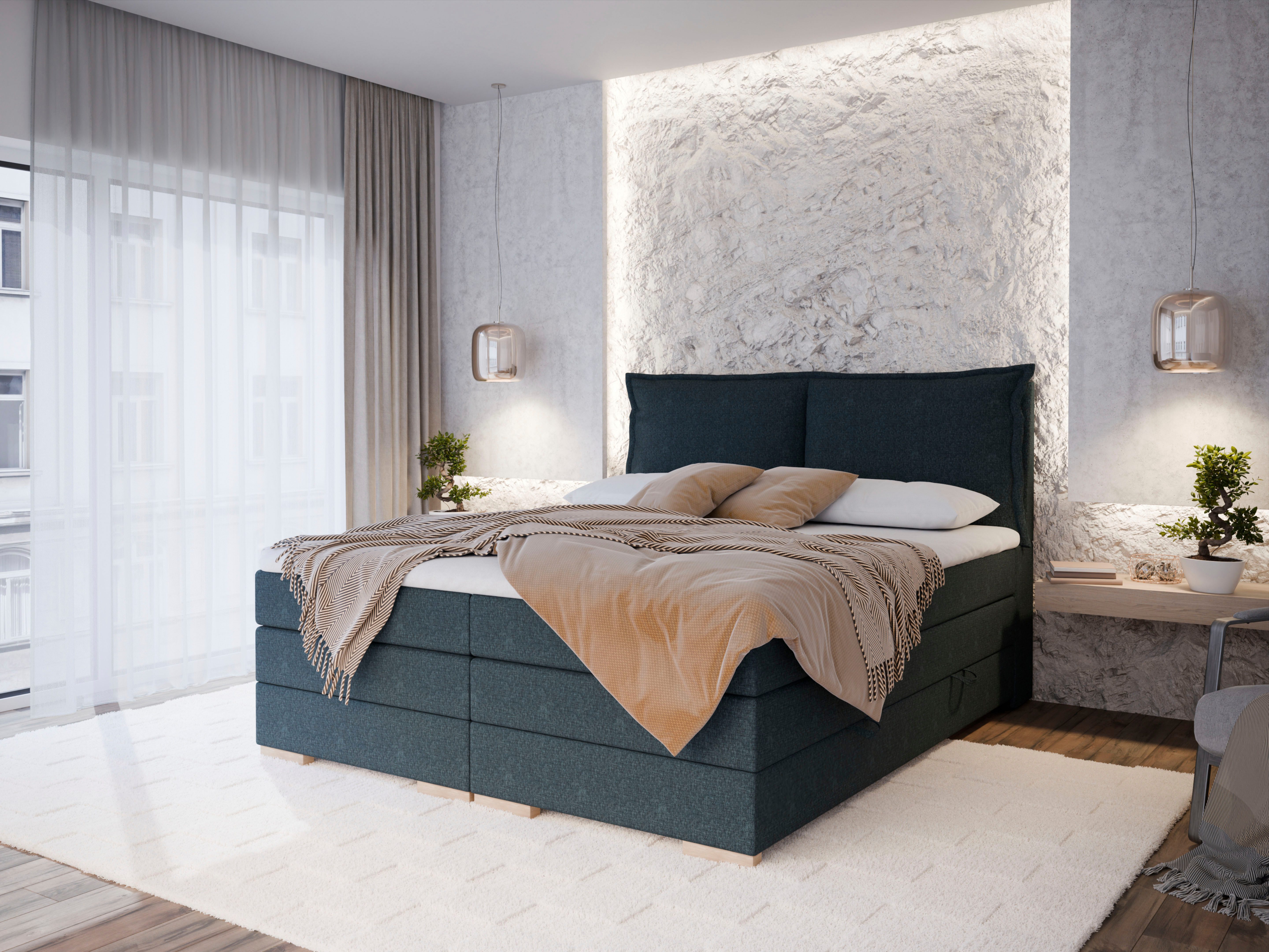FORTE Boxspringbett Pillows mit Bettkasten, erhältlich in den Breiten 140, 160 & 180cm, in verschiedenen Farben erhältlich