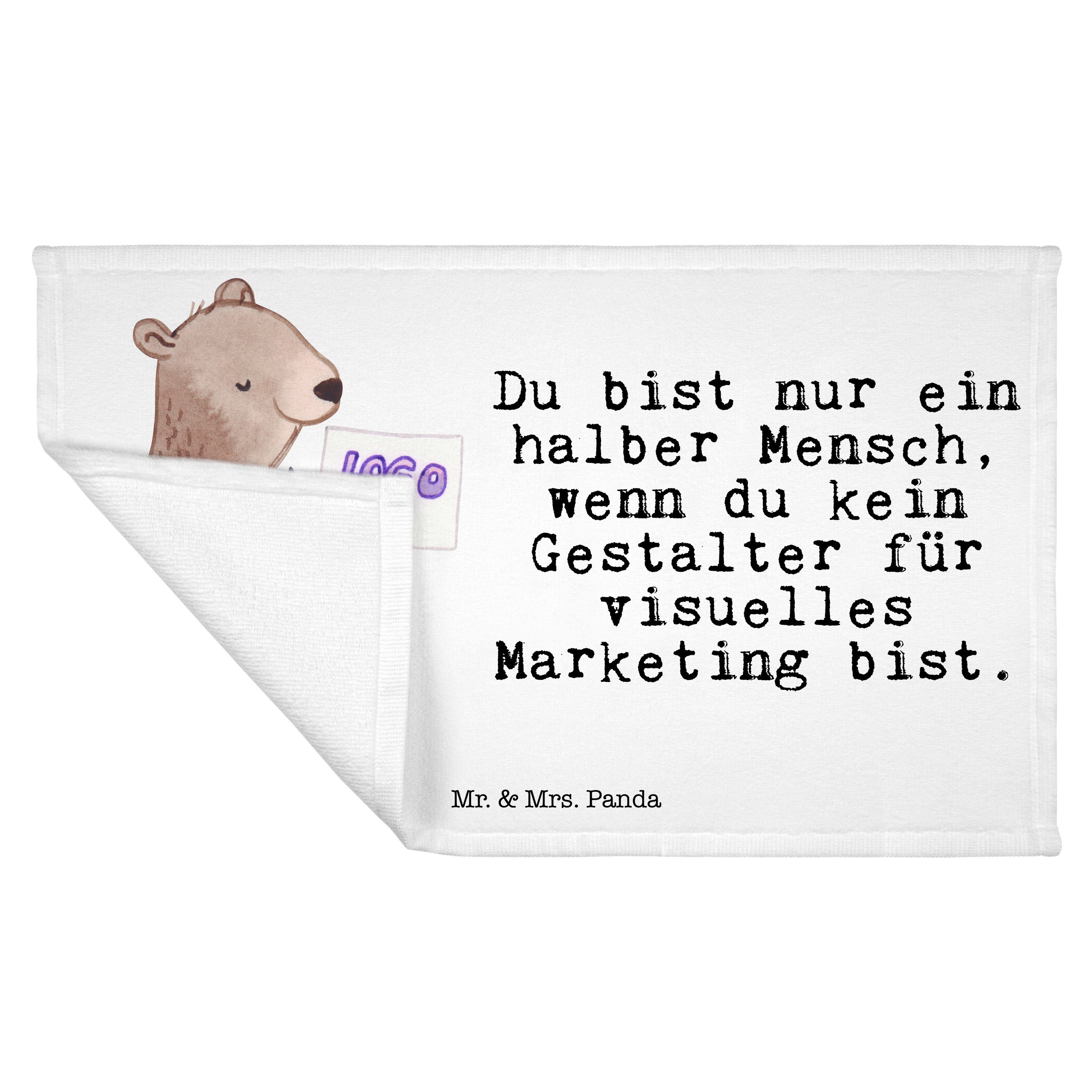 Gestalter Mrs. visuelles Panda mit Handtuch für - Weiß Herz - (1-St) Geschenk, Kinder, & Marketing Mr.