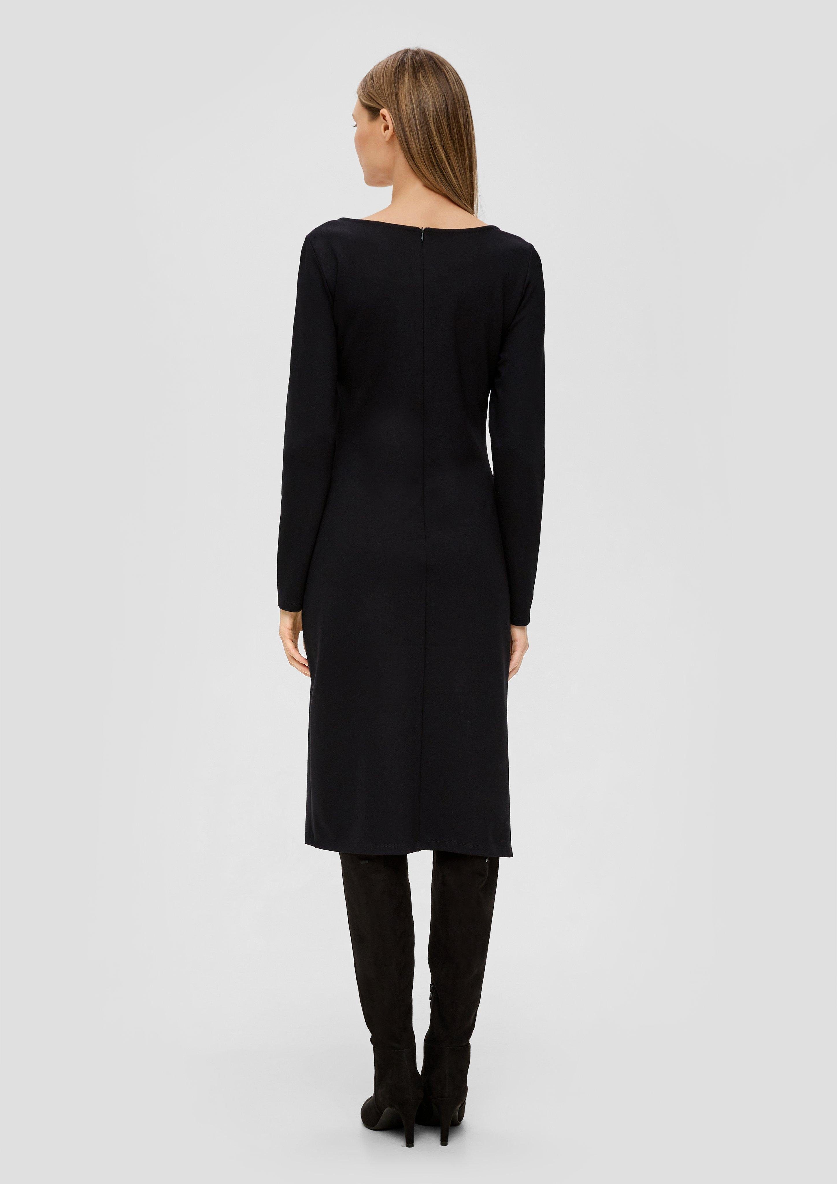 Jerseykleid aus Raffung Viskosemix s.Oliver schwarz BLACK Minikleid LABEL