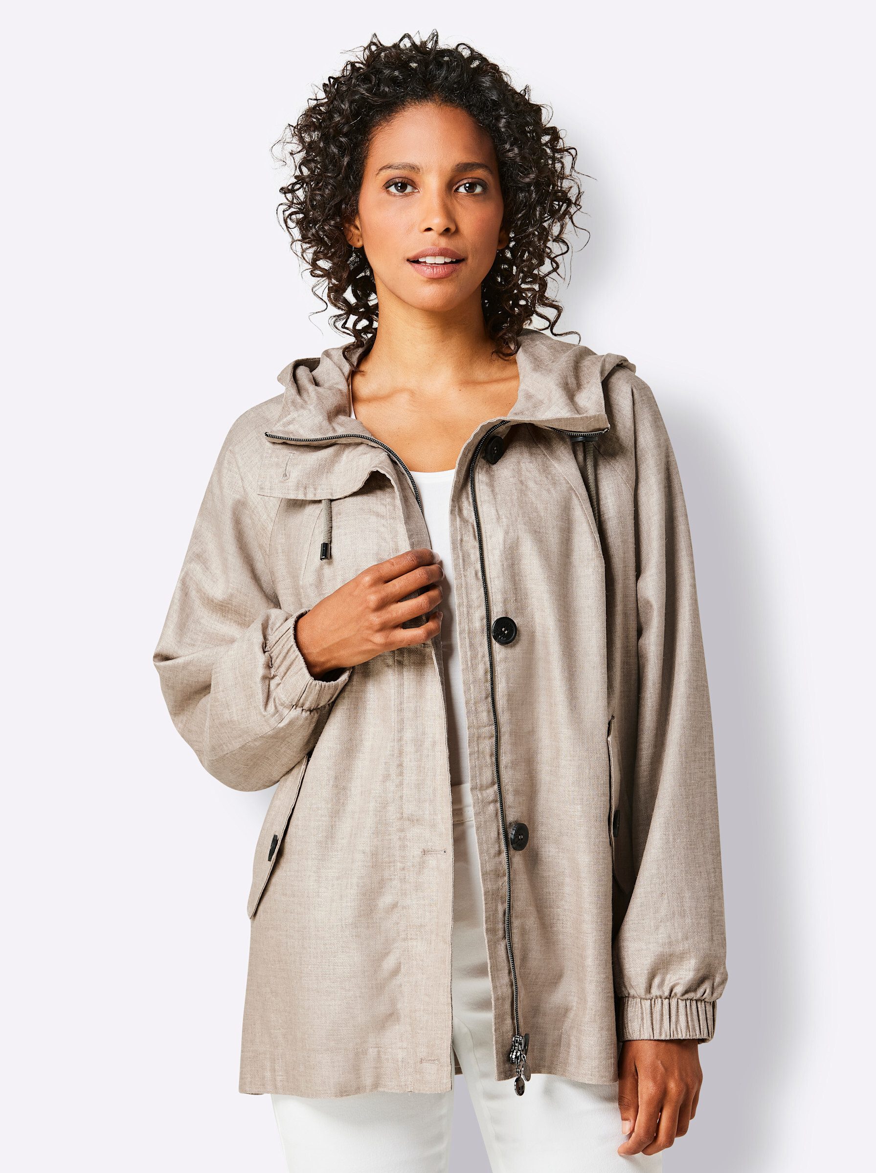 creation L Allwetterjacke Leinen-Viskose-Jacke Langarm günstig online kaufen