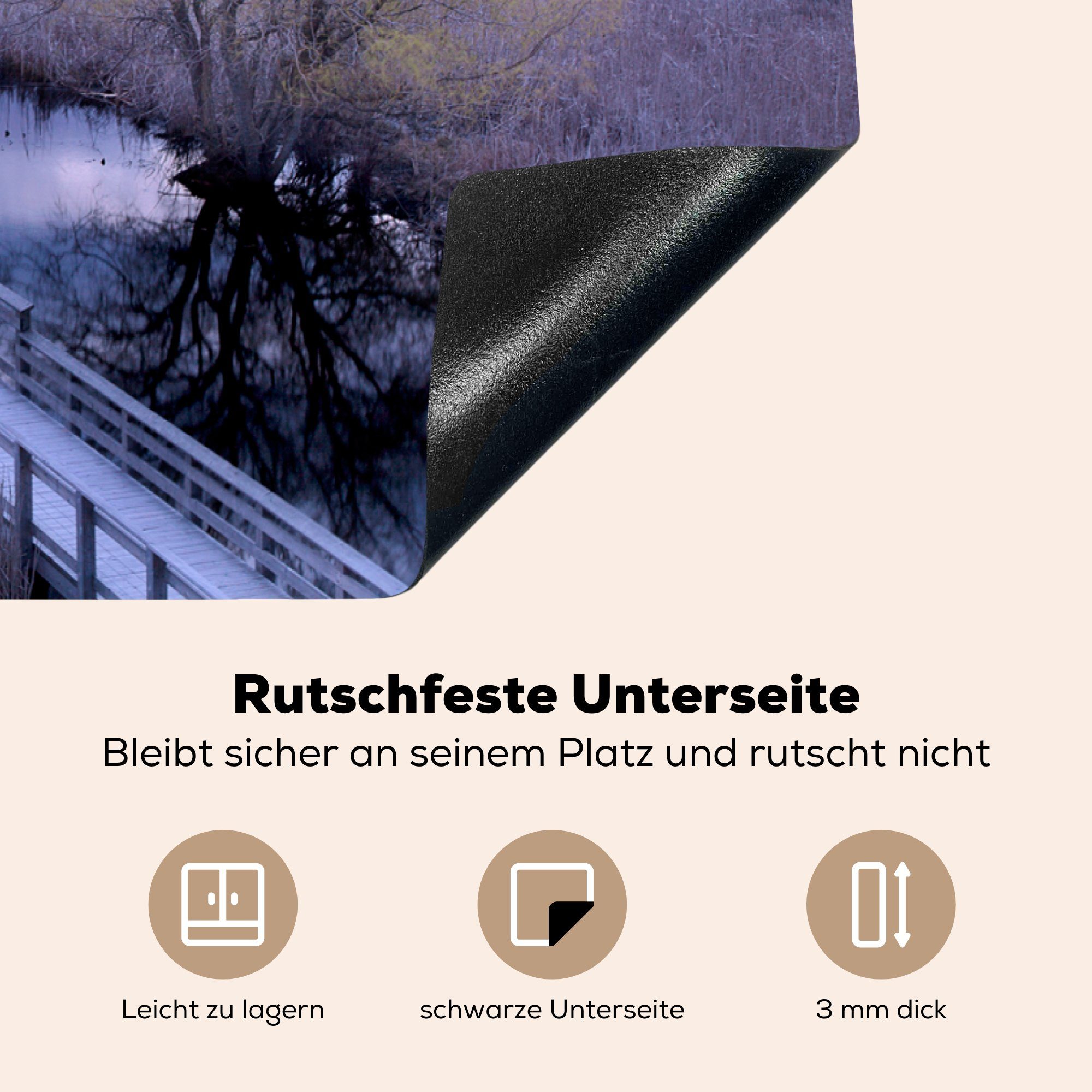 81x52 küche, im Herdblende-/Abdeckplatte Induktionskochfeld cm, Park, für Farbenfroher Ceranfeldabdeckung (1 MuchoWow kanadischen Point tlg), die National Schutz Vinyl, Pelee Sonnenaufgang