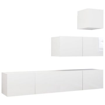 vidaXL TV-Schrank 4-tlg. TV-Schrank-Set Hochglanz-Weiß Holzwerkstoff (1-St)