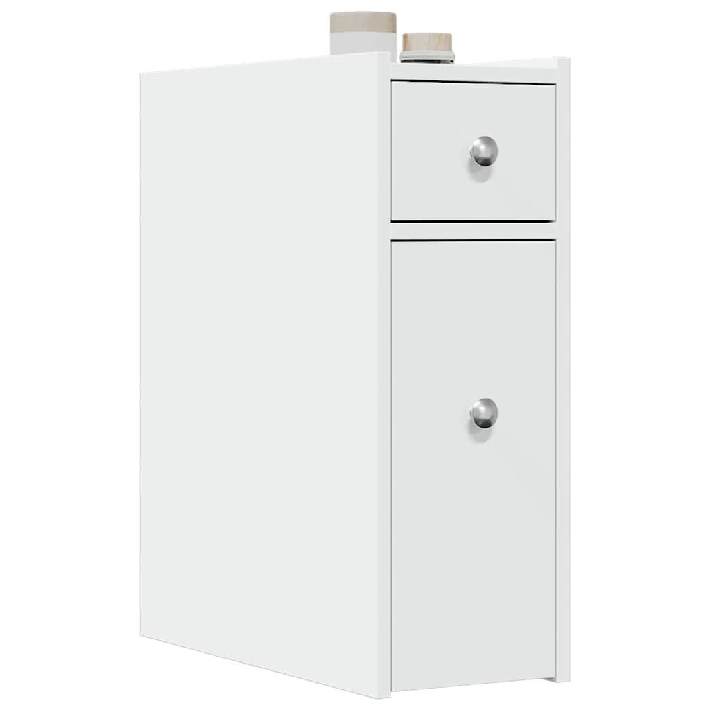 vidaXL Midischrank Badschrank Schmal mit Rollen Weiß Holzwerkstoff (1-St)