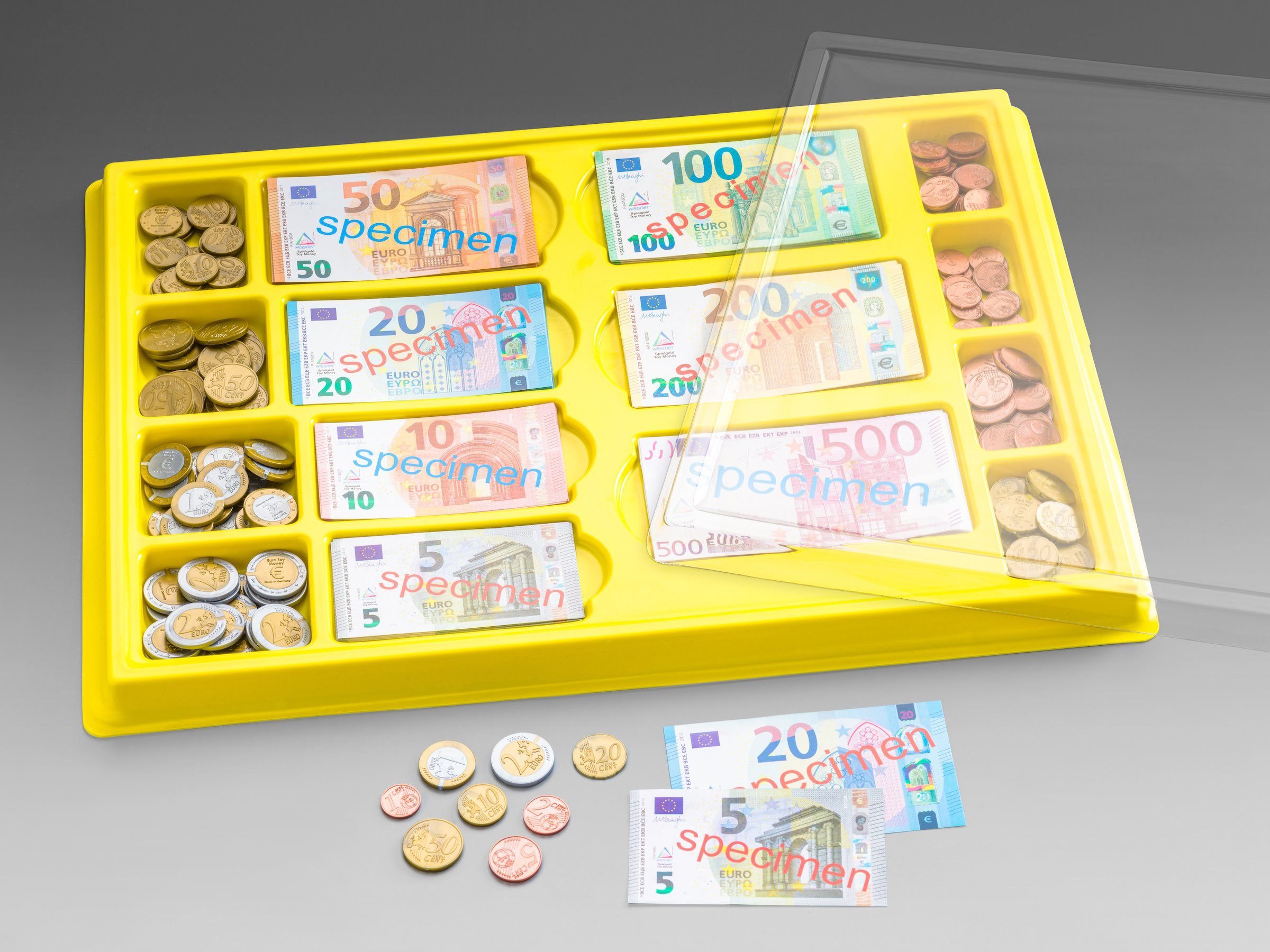 130 Wissner® (291-St), Papier 100% Scheine Aus Münzen aktiv RE-Plastic® Geldkassette Lernspielzeug ; lernen 160 recyceltem +