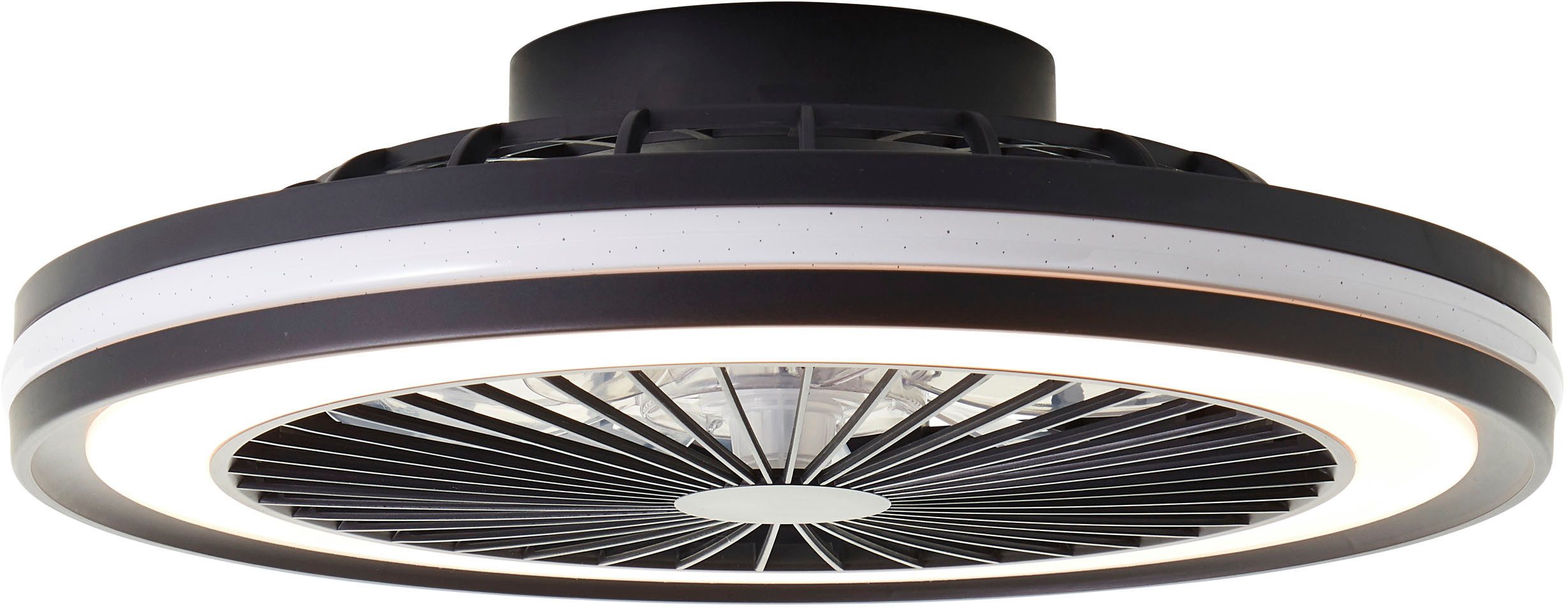 Brilliant LED Deckenleuchte Palmero, CCT - über Fernbedienung, Dimmfunktion, Nachtlichtfunktion, RGB, Timerfunktion, Ventilatorfunktion, LED fest integriert, warmweiß - kaltweiß, mit Ventilator, Ø 47 cm, IC-RGB, 5000 lm, dimmbar, 2700-6500 K