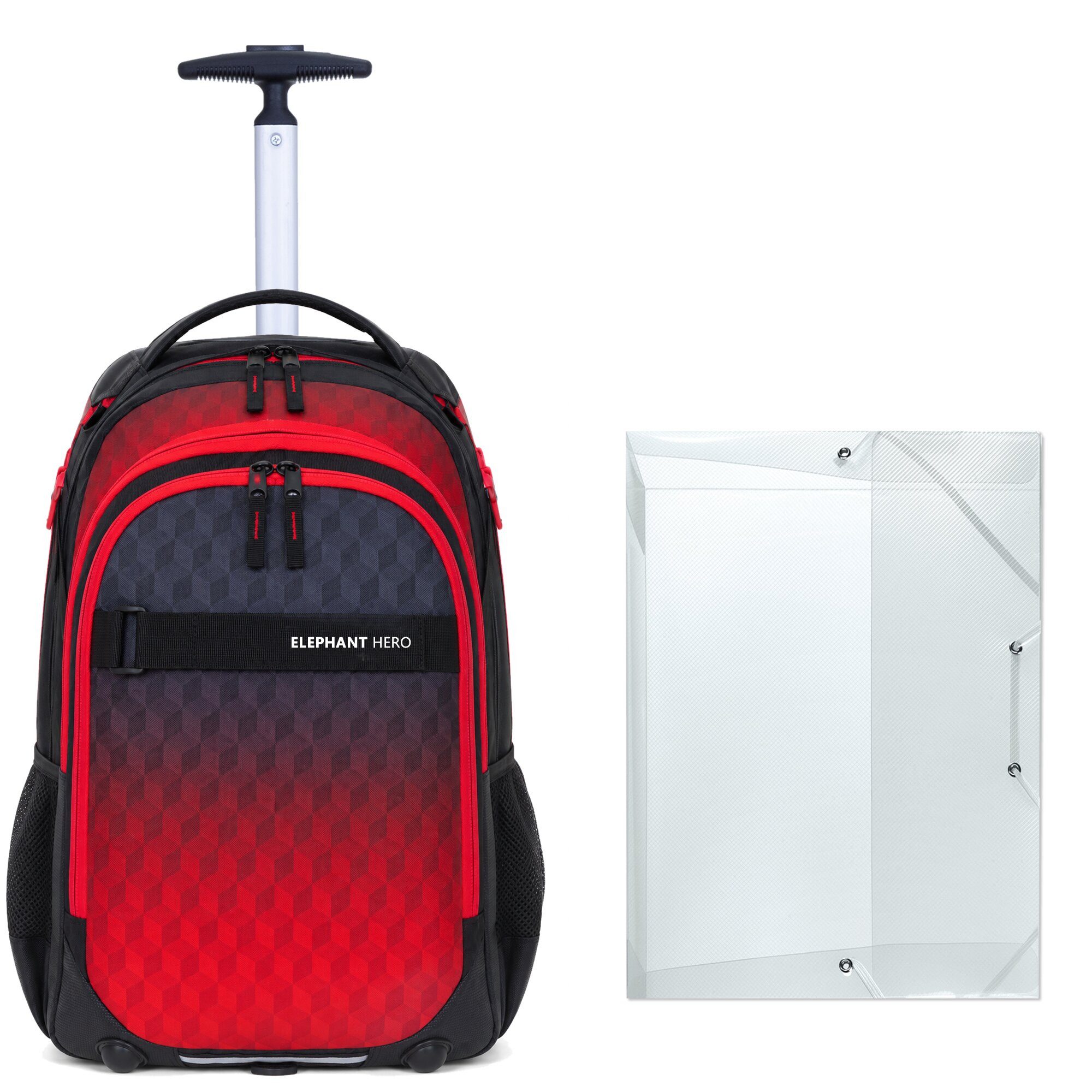 ELEPHANT Schulrucksack Trolley Schultrolley Hero Signature (2 Teile, Trolley + Heftbox A4), Schultasche mit Räder Rucksack Kinder Schule + Heftbox