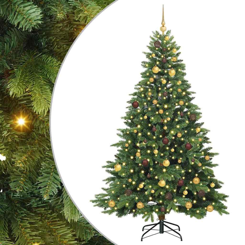 vidaXL LED Baum Künstlicher Weihnachtsbaum mit 300 LEDs Grün 210 cm PE und PVC