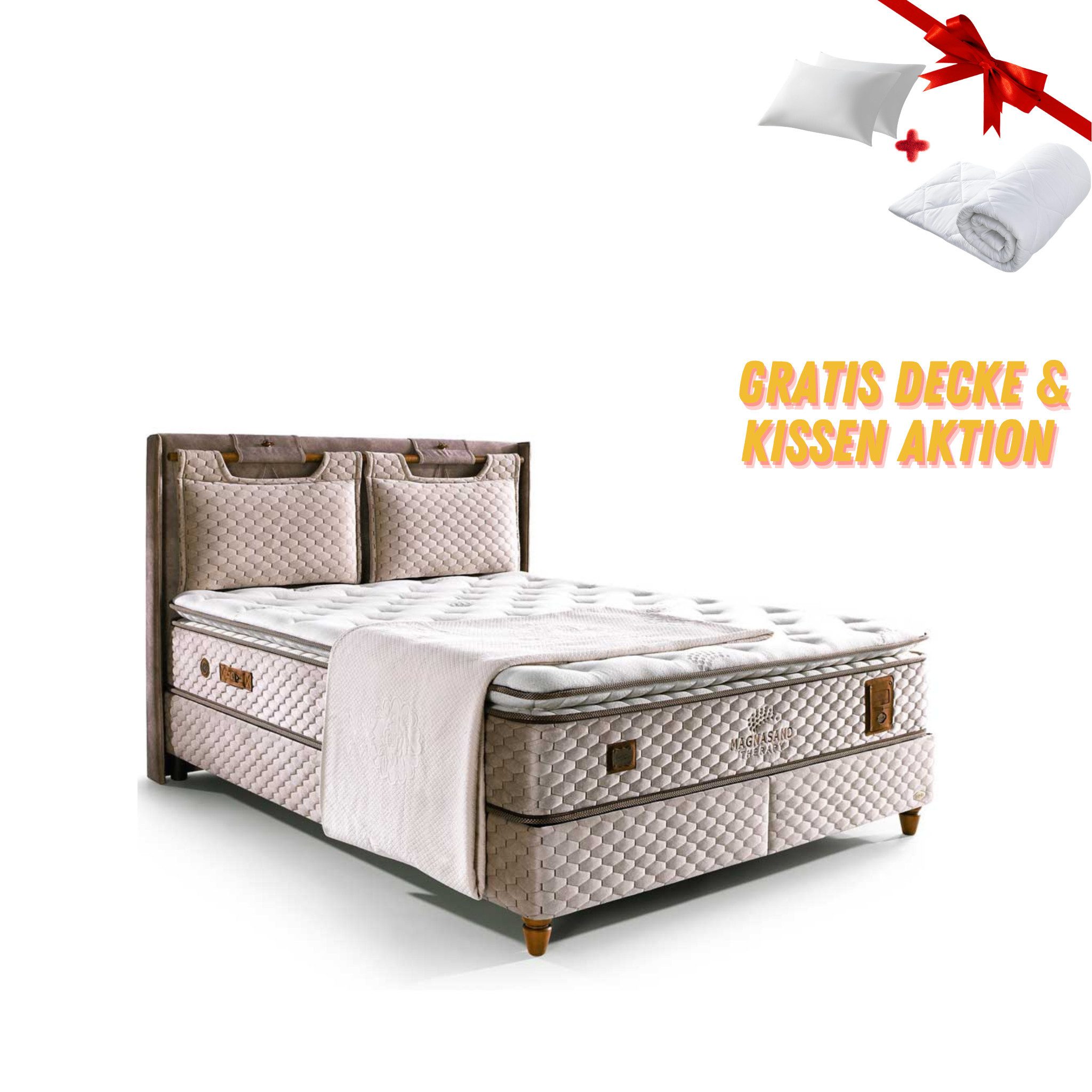 Bambi Boxspringbett Magnasand Stauraumbett inkl. Matratze und Kopfteile (Set, 2 Bettkästen, 1 Kopfteil, 1 Matratze), inkl. Lieferung