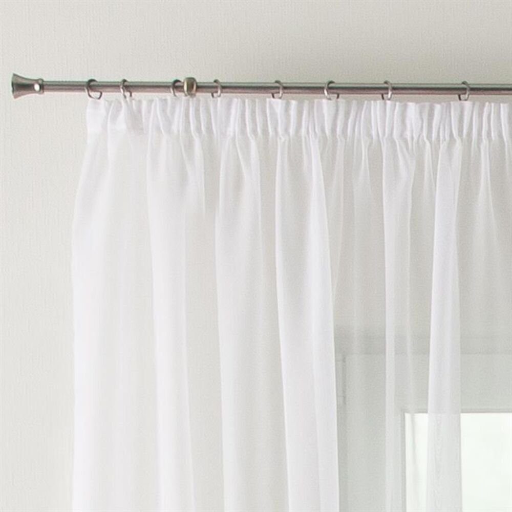 DecoHome24 Gardine Voile Weiß (1 St), Kräuselband, transparent, Store – Bild 3 von 4