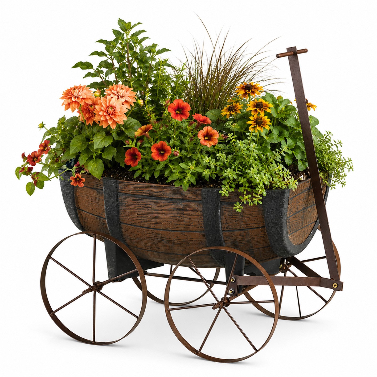 HTI-Living Pflanzkübel Pflanzwagen Nessa (Stück, 1 St., 1 Pflanzwagen), Pflanzkübel Gartendekoration rustikal