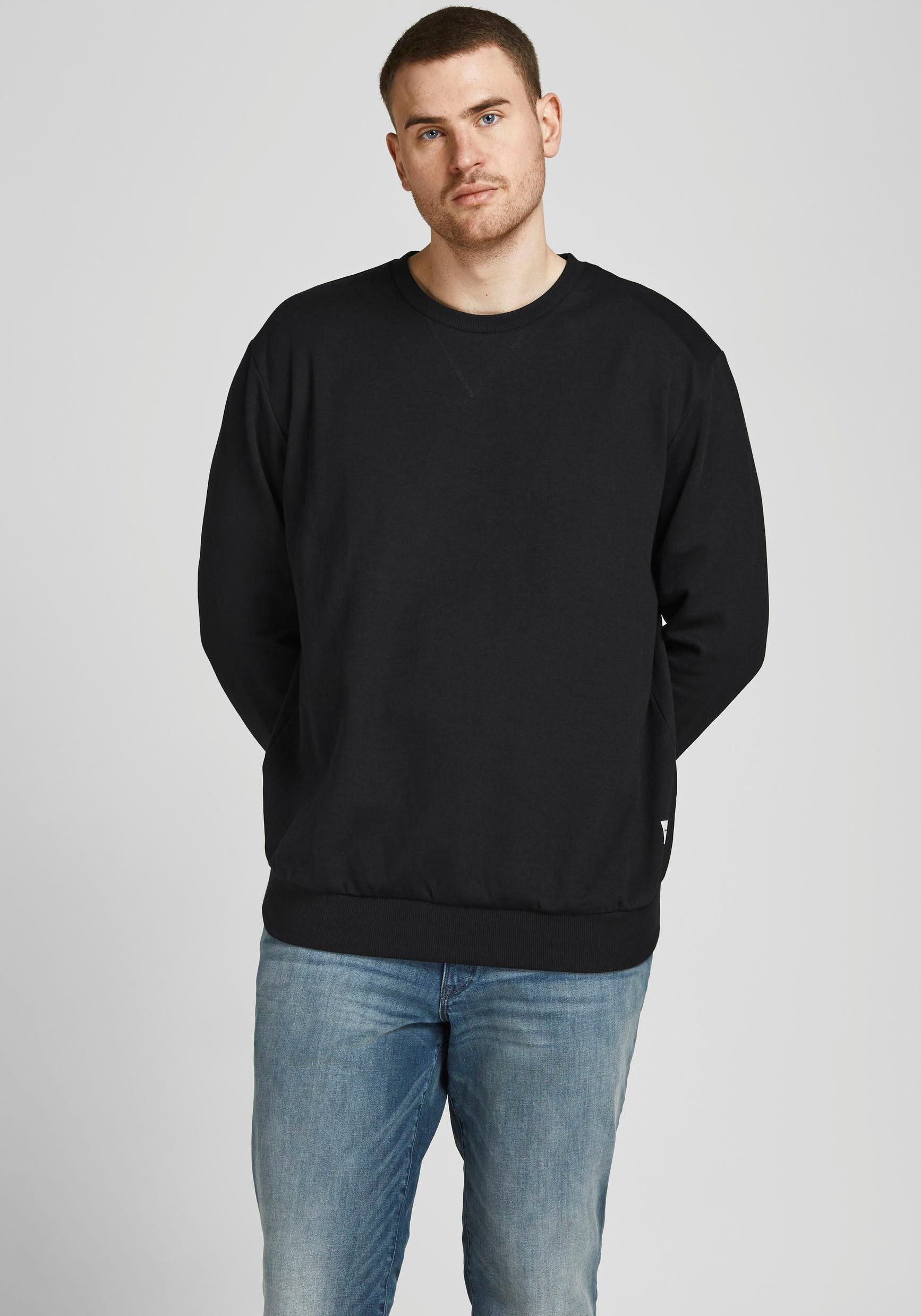 Jack & Jones PlusSize NECK SWEAT Sweatshirt schwarz BASIC (Packung) CREW