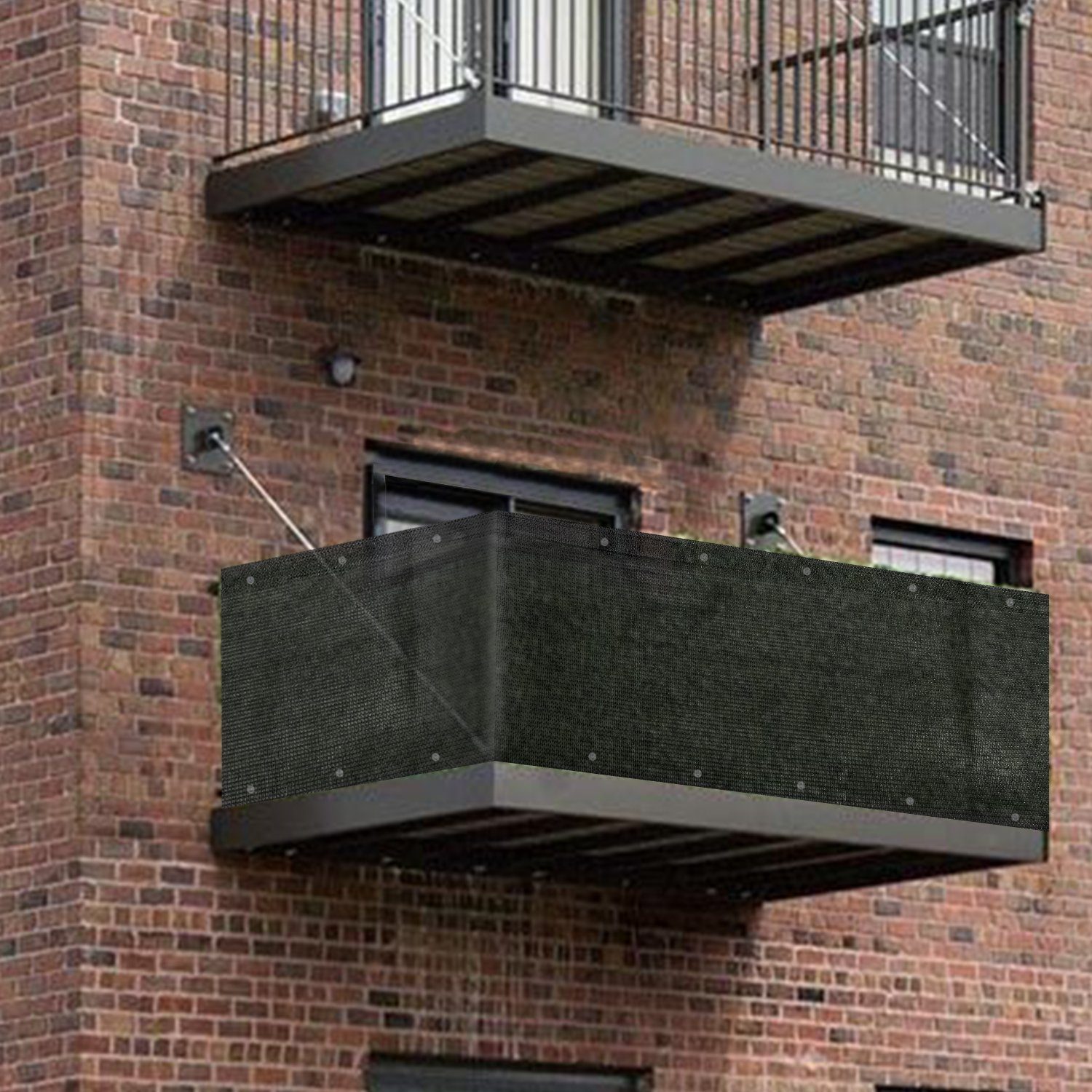Sekey Balkonsichtschutz Balkon Sichtschutz aus 220g/m² HDPE Balkonbespannung zum Zuschneiden Robustes und wetterfestes Material mit Kordel und Kabelbinder – Bild 2 von 5