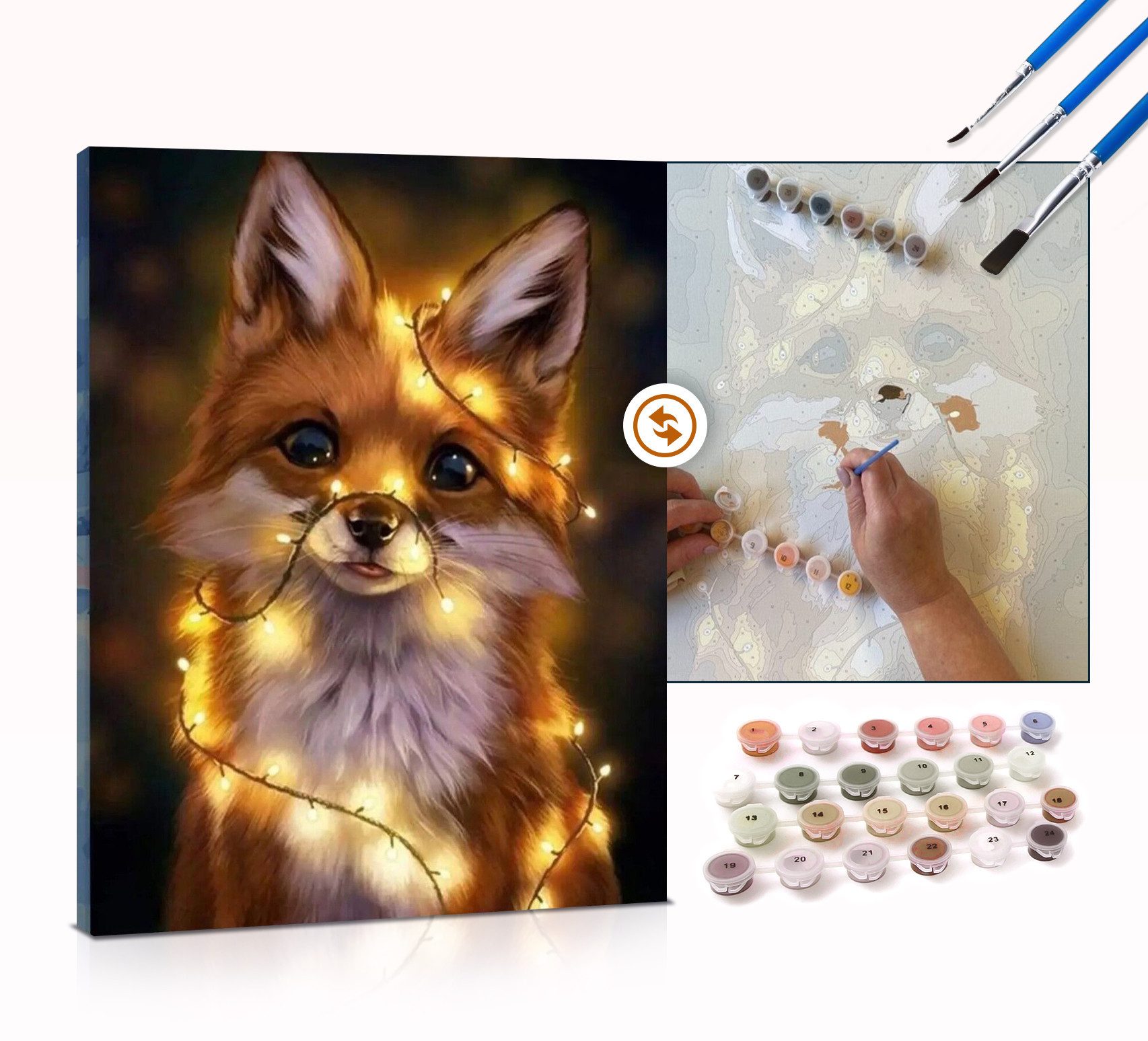 MAALEO Malen nach Zahlen Faszinierender Fuchsblick, Malen-nach-Zahlen 40x50cm (Leinwandbild Malen nach Zahlen, Komplett-Set), Einfach, hochwertig, einzigartig Malen-nach-Zahlen mit kreativem Flair