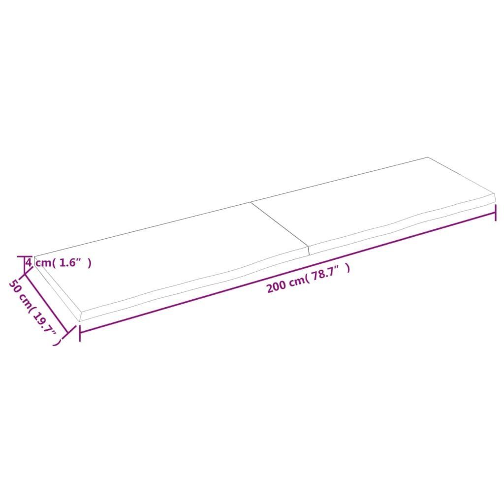 Hellbraun Tischplatte Eiche Massivholz 200x50x(2-4)cm furnicato Behandelt