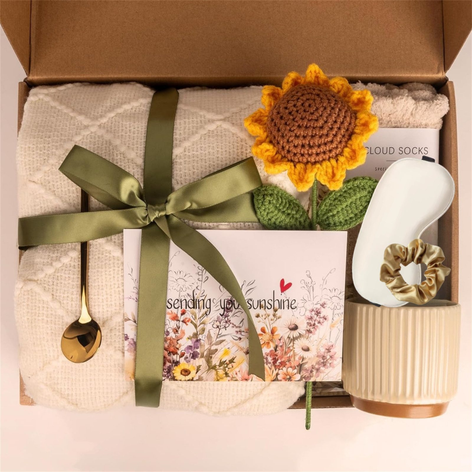Wohndecke Pflege-Geschenkbox 8tlg, Sonnenblume Sonnenschein-Geschenkbox, HOMELIVE, Frauen Freundschaft Mutter Schwester Ehefrau Kollegin – Bild 4 von 5