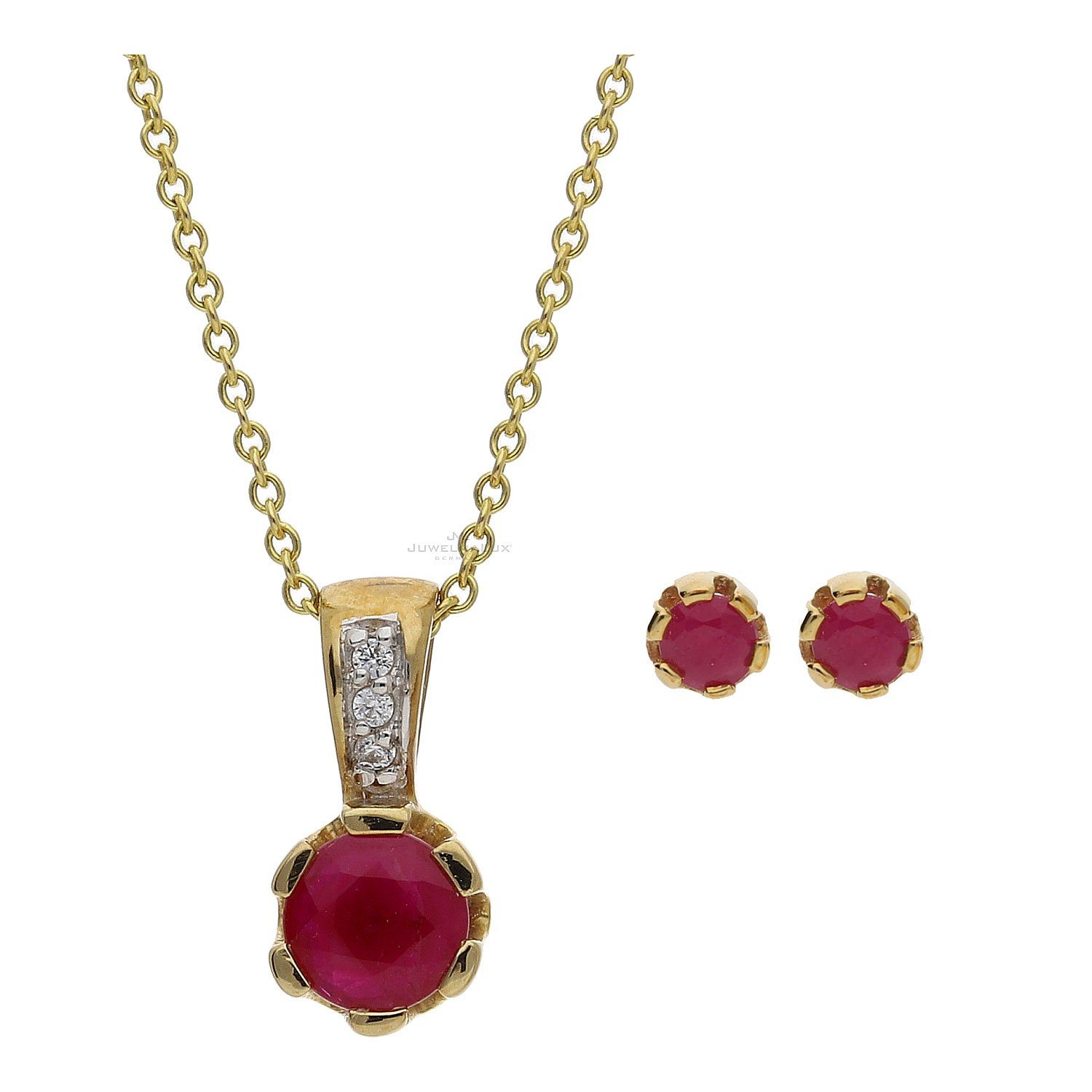 JuwelmaLux Schmuckset JuwelmaLux Set 333/000 (8 Karat) Gold mit Rubin JL39-11-0223