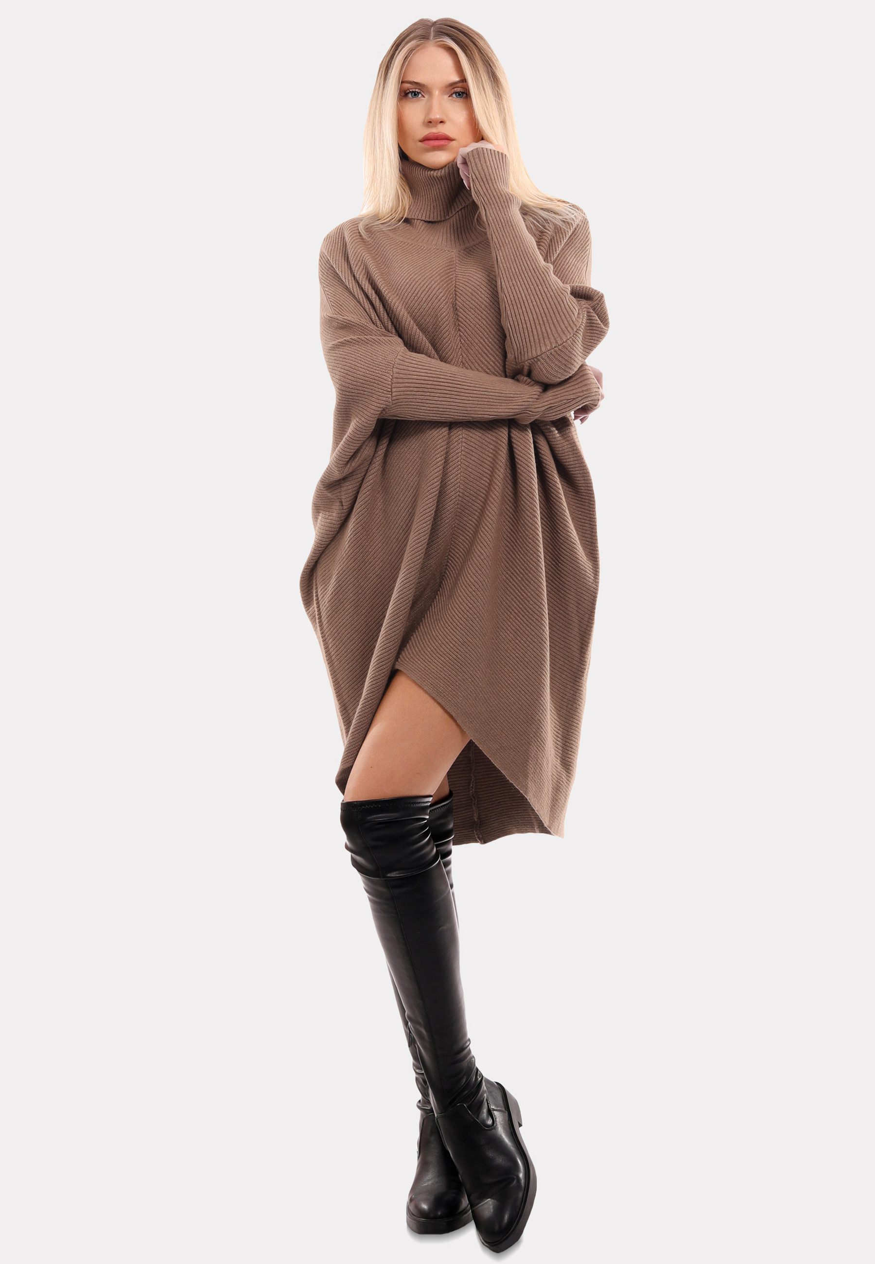 YC Fashion & Style Longpullover „Made in Italy – Oversize-Strickpullover mit Rollkragen“ (1-tlg) in Unifarbe, mit überschnittenen Schultern