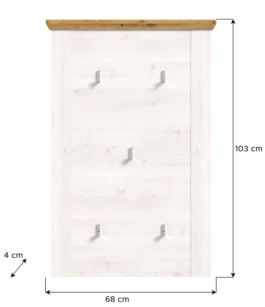 xonox.home Garderobenpaneel Garderobenpaneel Wandgarderobe Verona, Lärche Sibiu / Eiche, Flurgarderobe