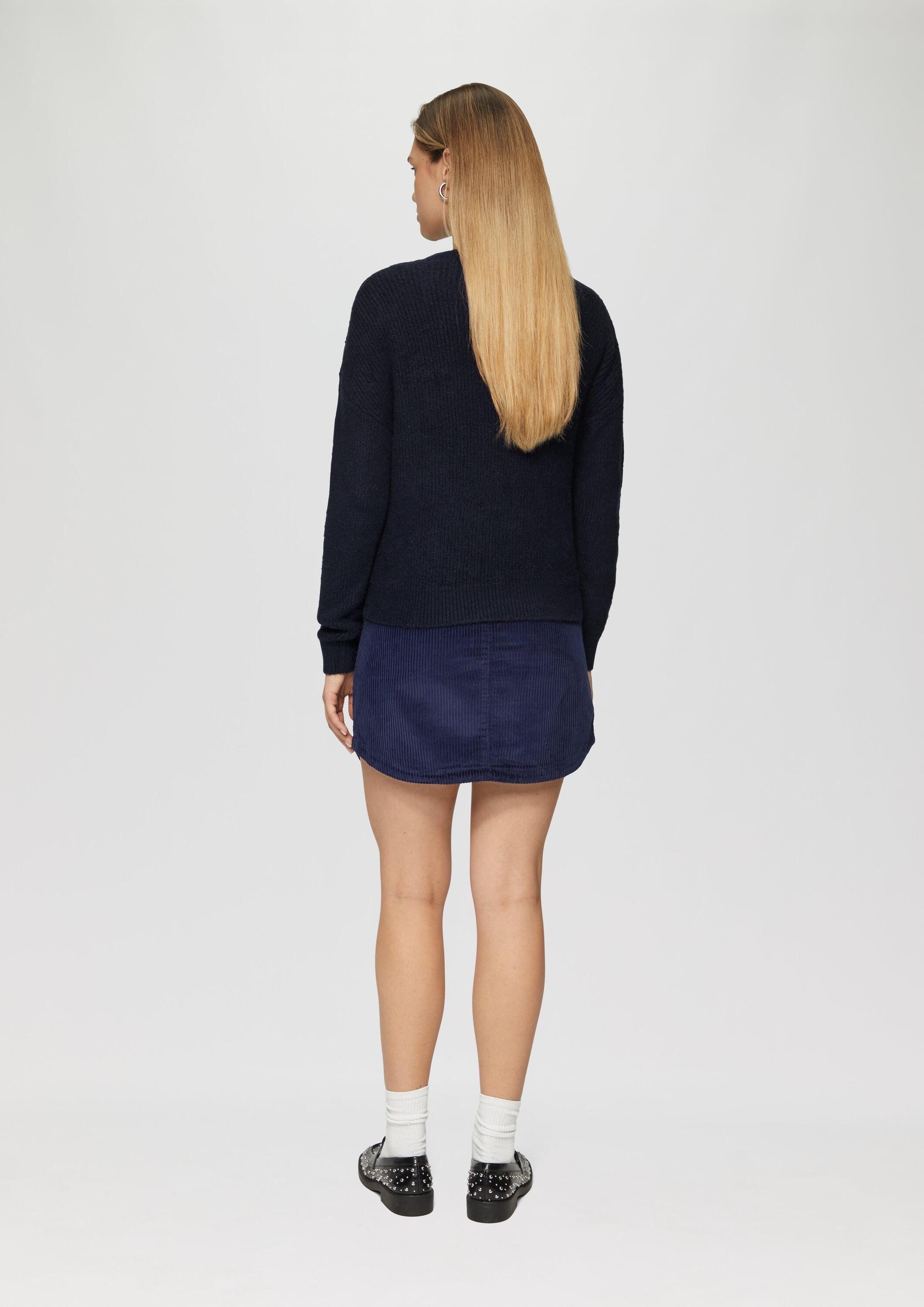 QS Longpullover Strickpullover Flauschiger Strickpullover mit Ajourmuster