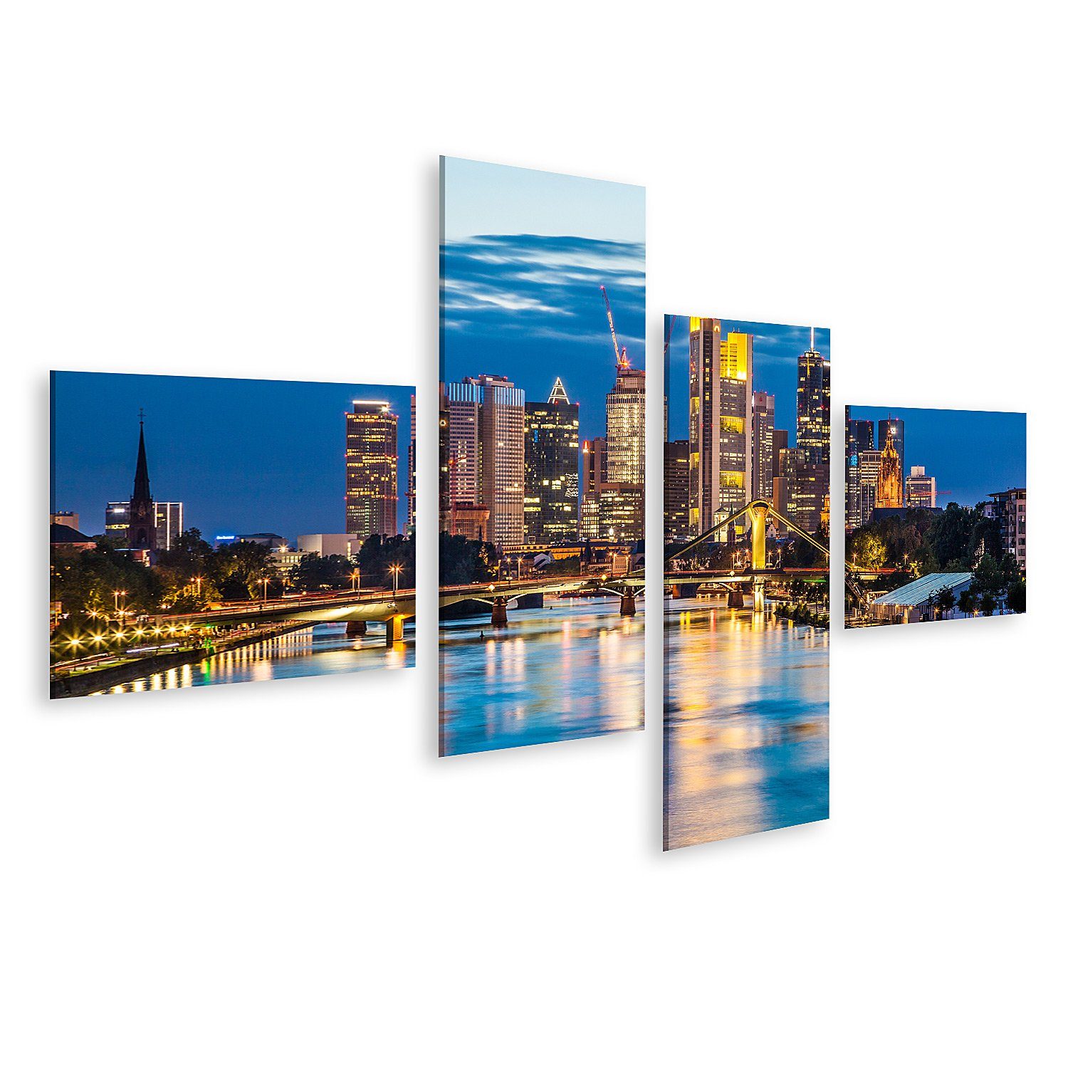 Leinwandbild Bild auf Leinwand Schöne Aussicht Auf Frankfurt Am Main Skyline An Der