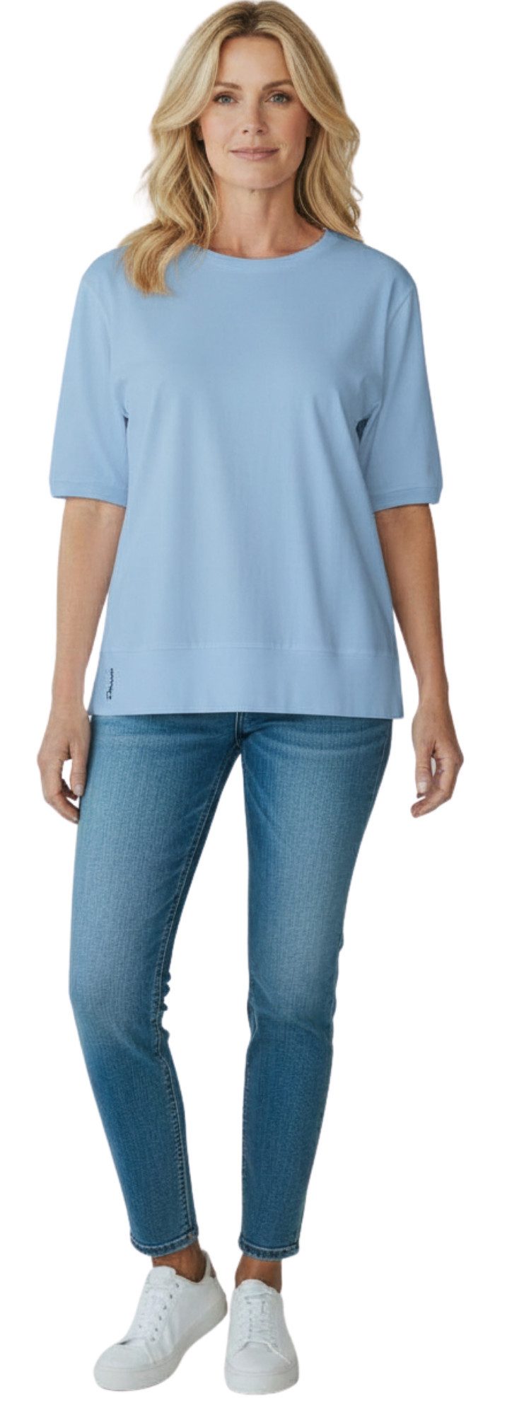 Kurzarmshirt Gio Milano, Basic Shirt mit edlem Rippsaum