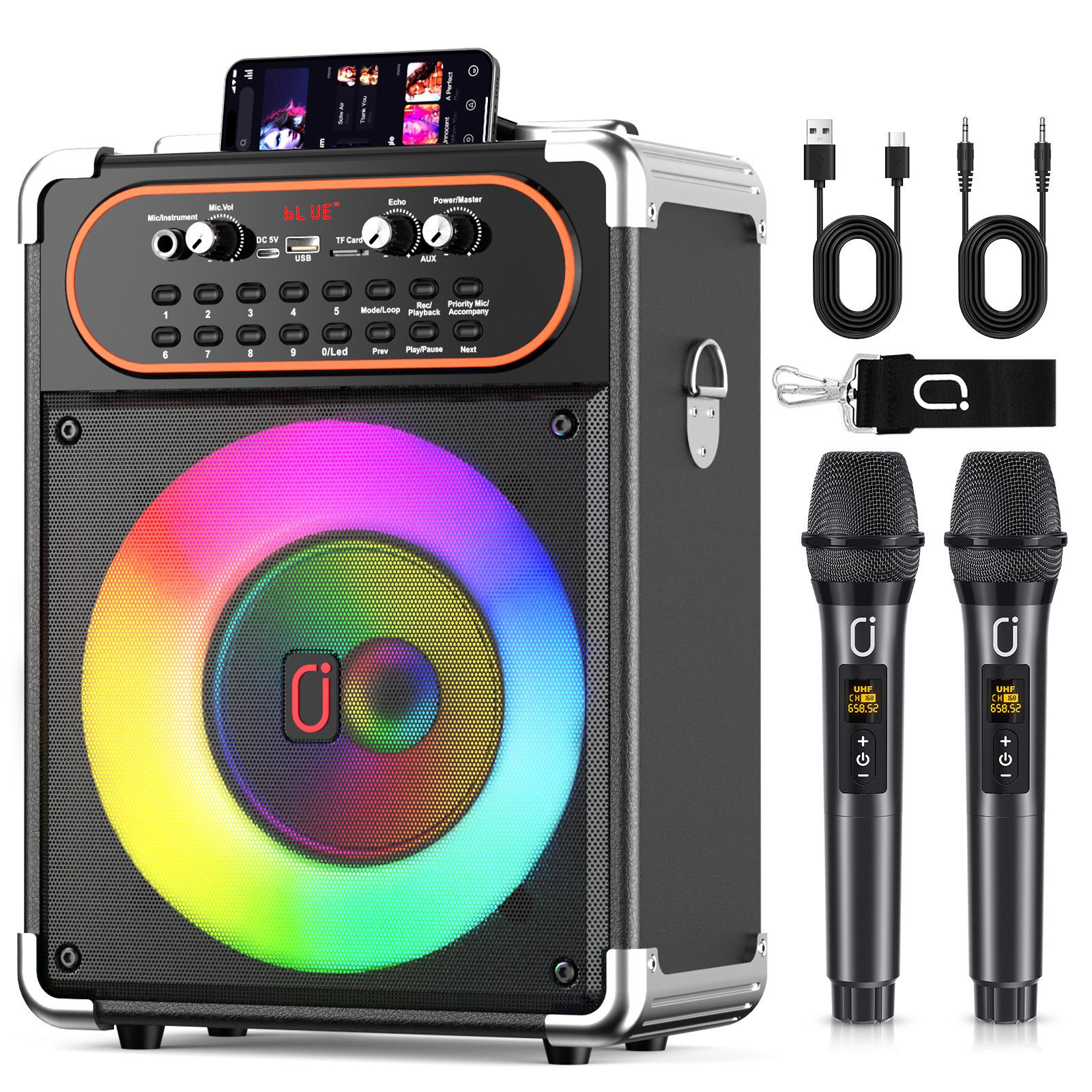 JYX Tragbarer Bluetooth 5.3 Karaoke-Lautsprecher Lautsprecher (Bluetooth, ideal für Outdoor-Events & Home-Party-Gesang)